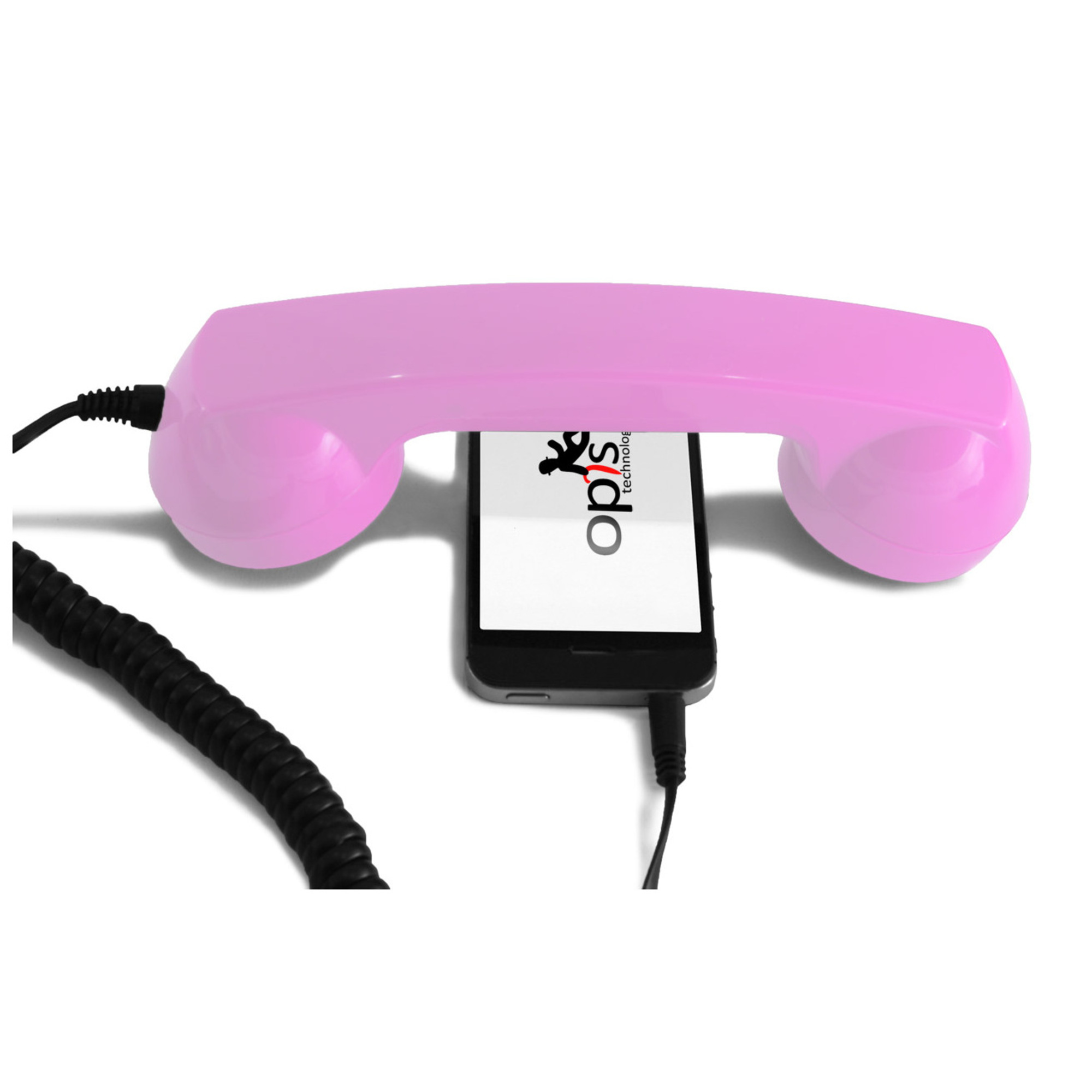 Combiné Téléphone Rétro pour Smartphones Android - Rose - Neuf