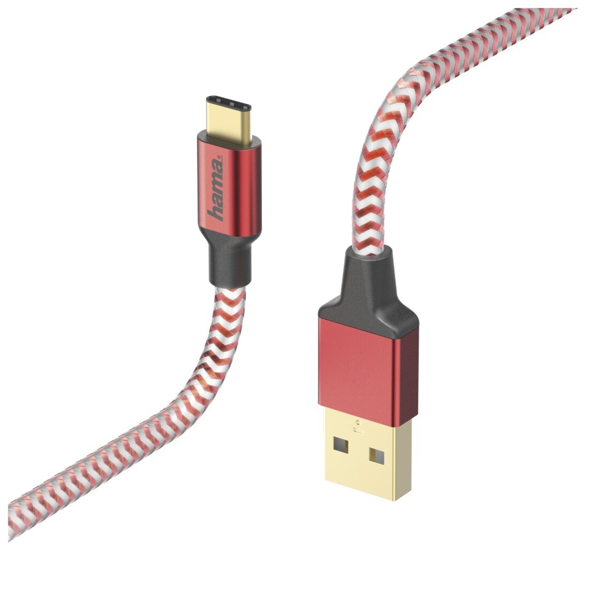 HAMA  ""Reflective"" C&acirc;ble USB USB-C (M) pour USB (M) USB 2.0 1.5 m rouge