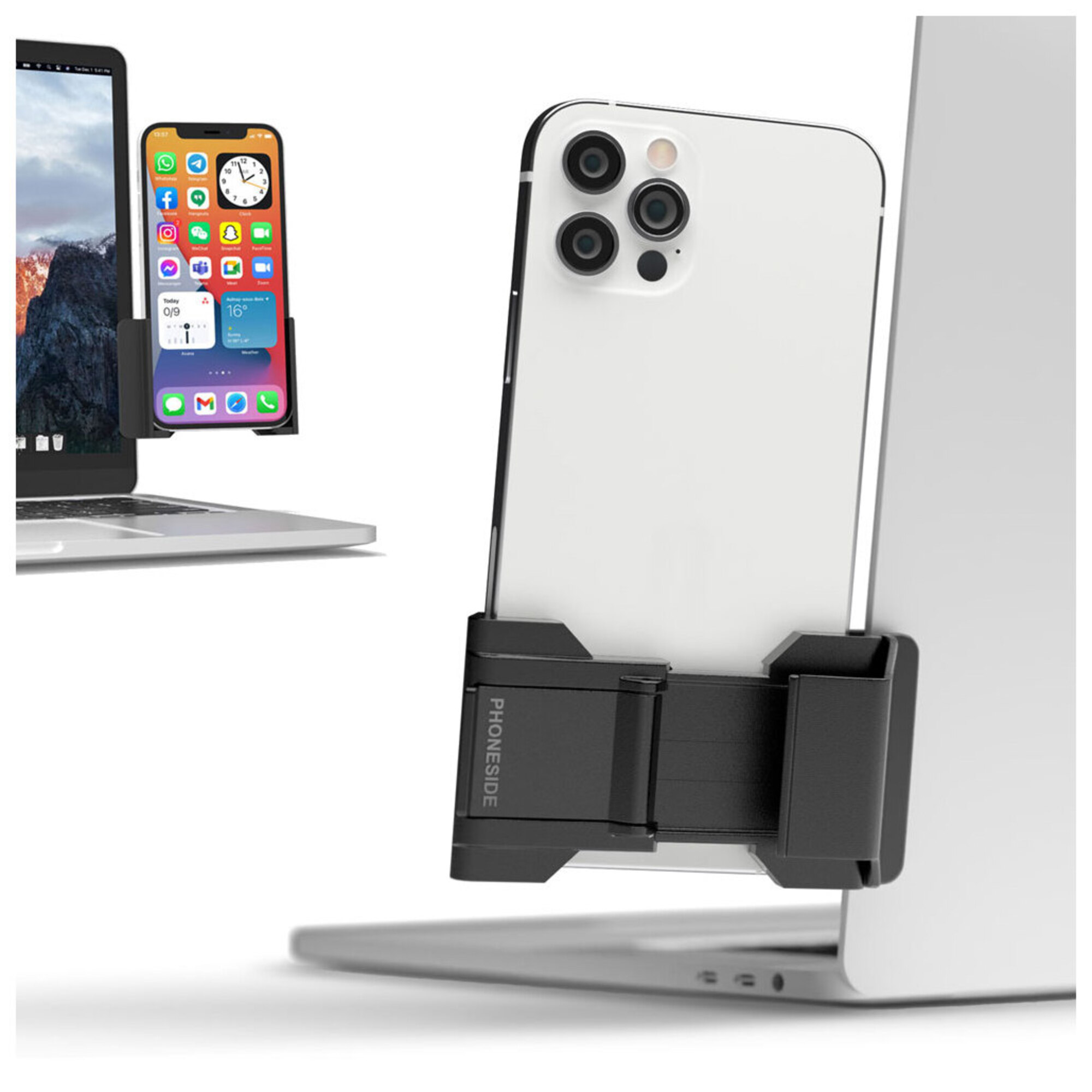 PHONESIDE Support smartphone sur laptop et écrans pc - vue 3