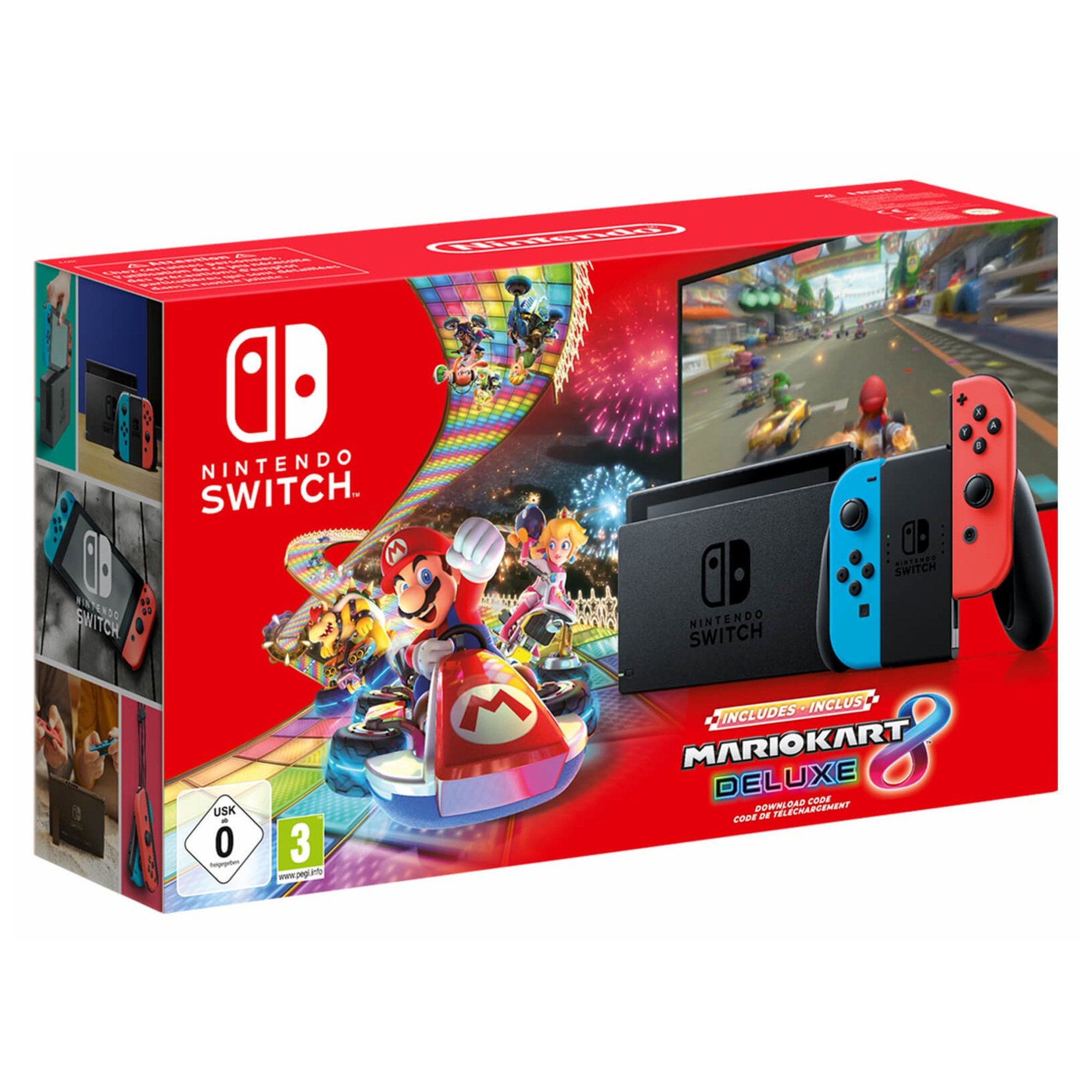 Switch & Mario Kart 8 Deluxe - Console de jeux portables 15,8 cm (6.2 ) 32 Go Écran tactile Wifi, Noir, Bleu, Rouge - Bon état