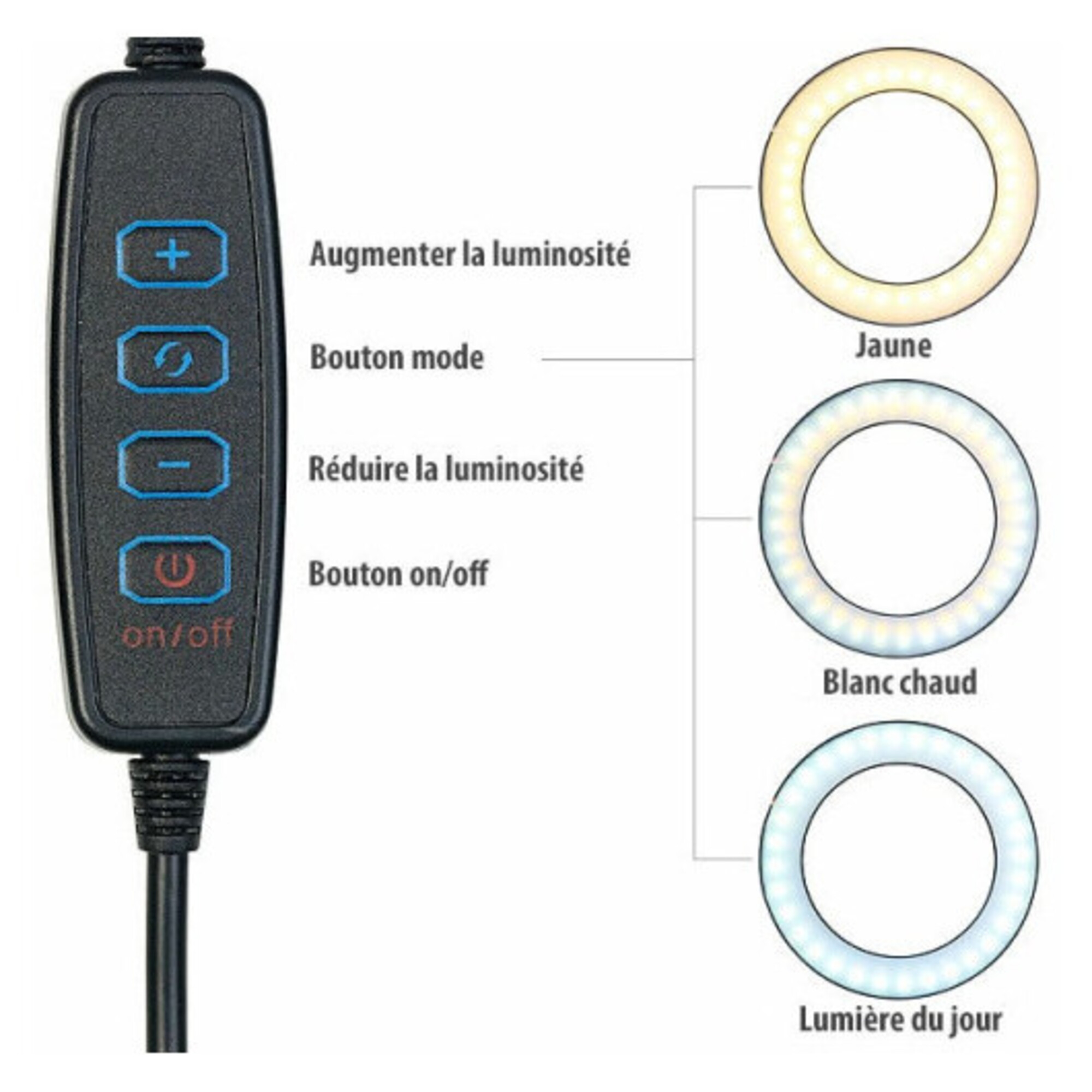 Anneau LED Selfie Pro avec support et déclencheur Bluetooth Neuf - vue 2