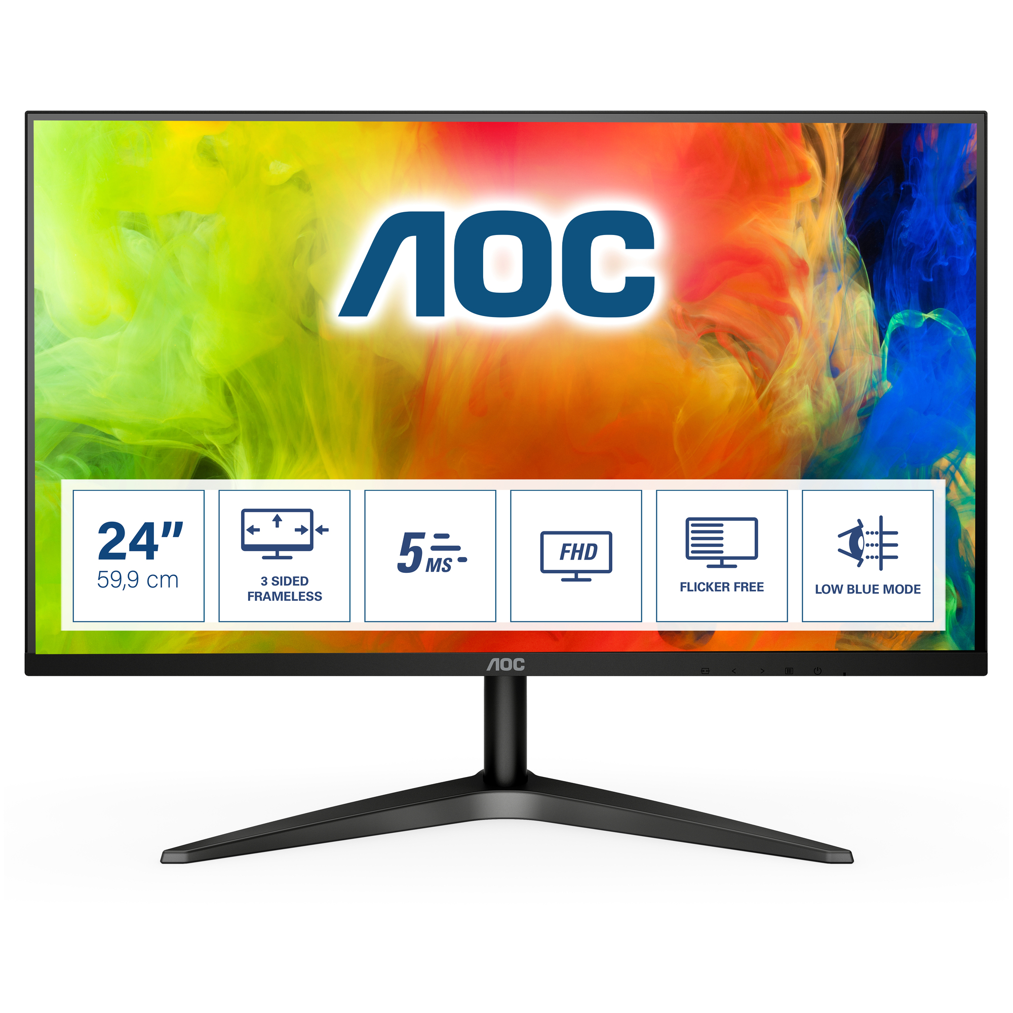 AOC B1 24B1H écran plat de PC 59,9 cm (23.6 ) 1920 x 1080 pixels Full HD LED Noir - Neuf