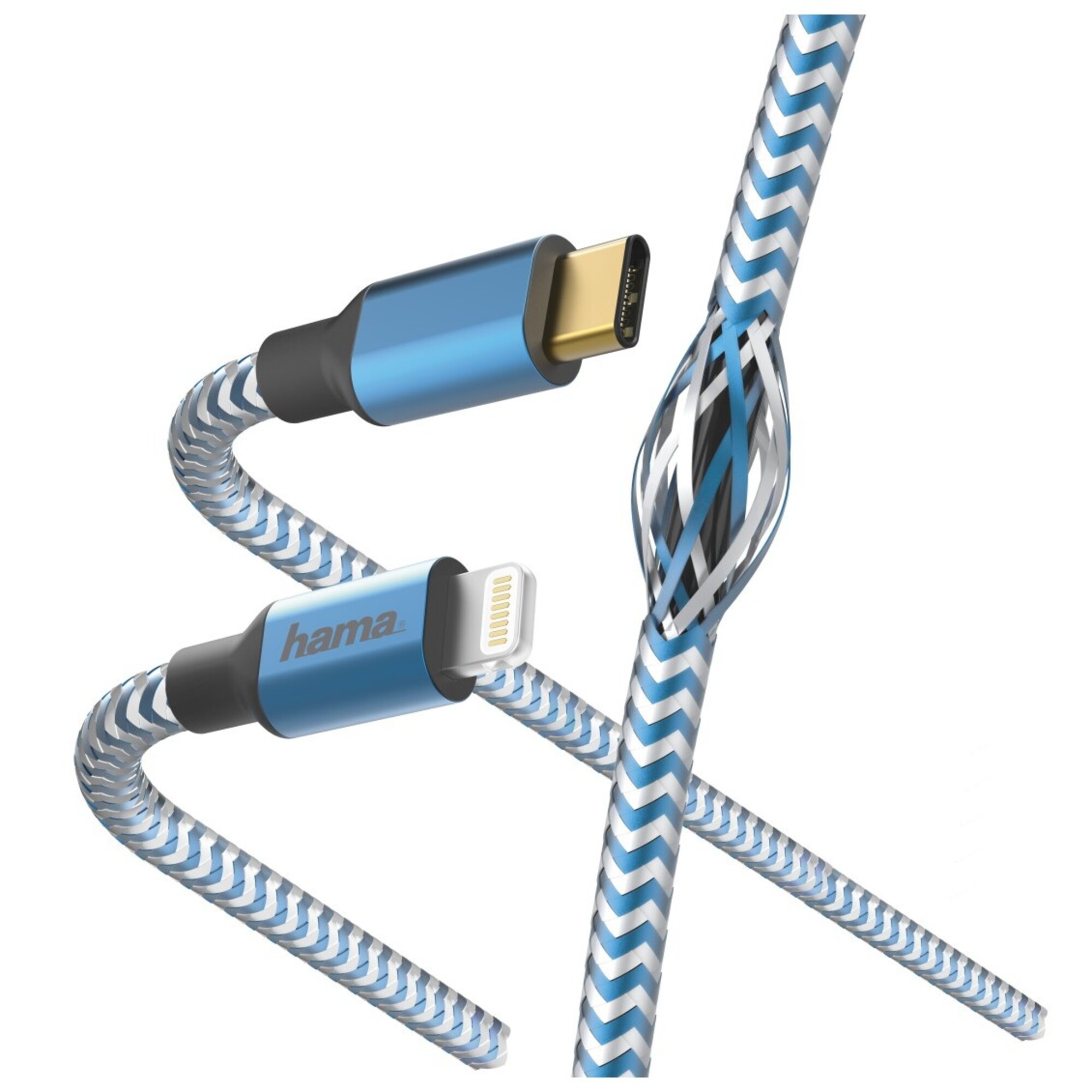 HAMA C&acirc;ble charge rapide/donn&eacute;es Reflective, USB-C/Lightning, 1, 5m, bleu - Neuf