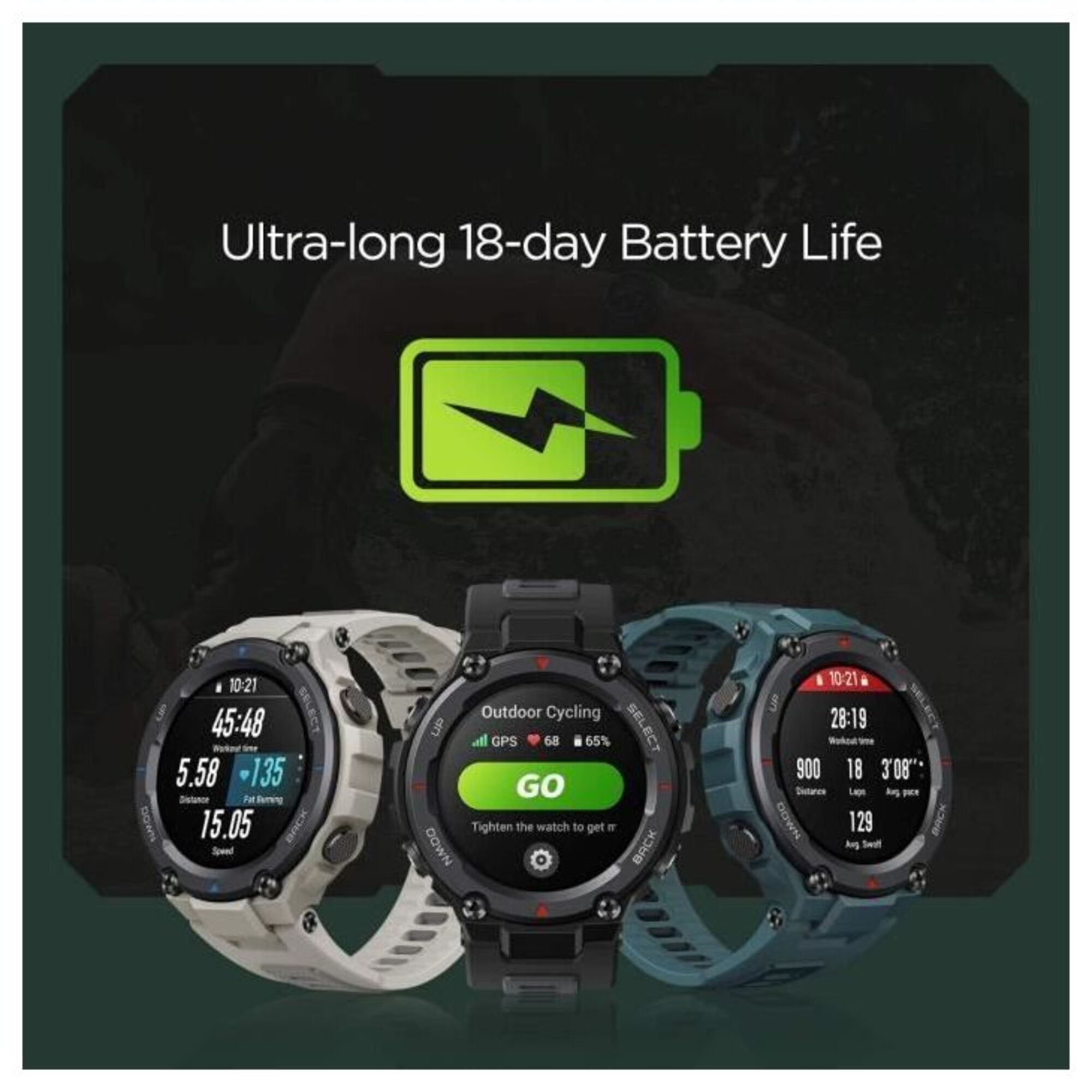 Amazfit T Rex Pro 3 3 cm 1.3 AMOLED 48 mm Numérique 360 x 360 pixels Écran tactile GPS satellite Neuf - vue 2