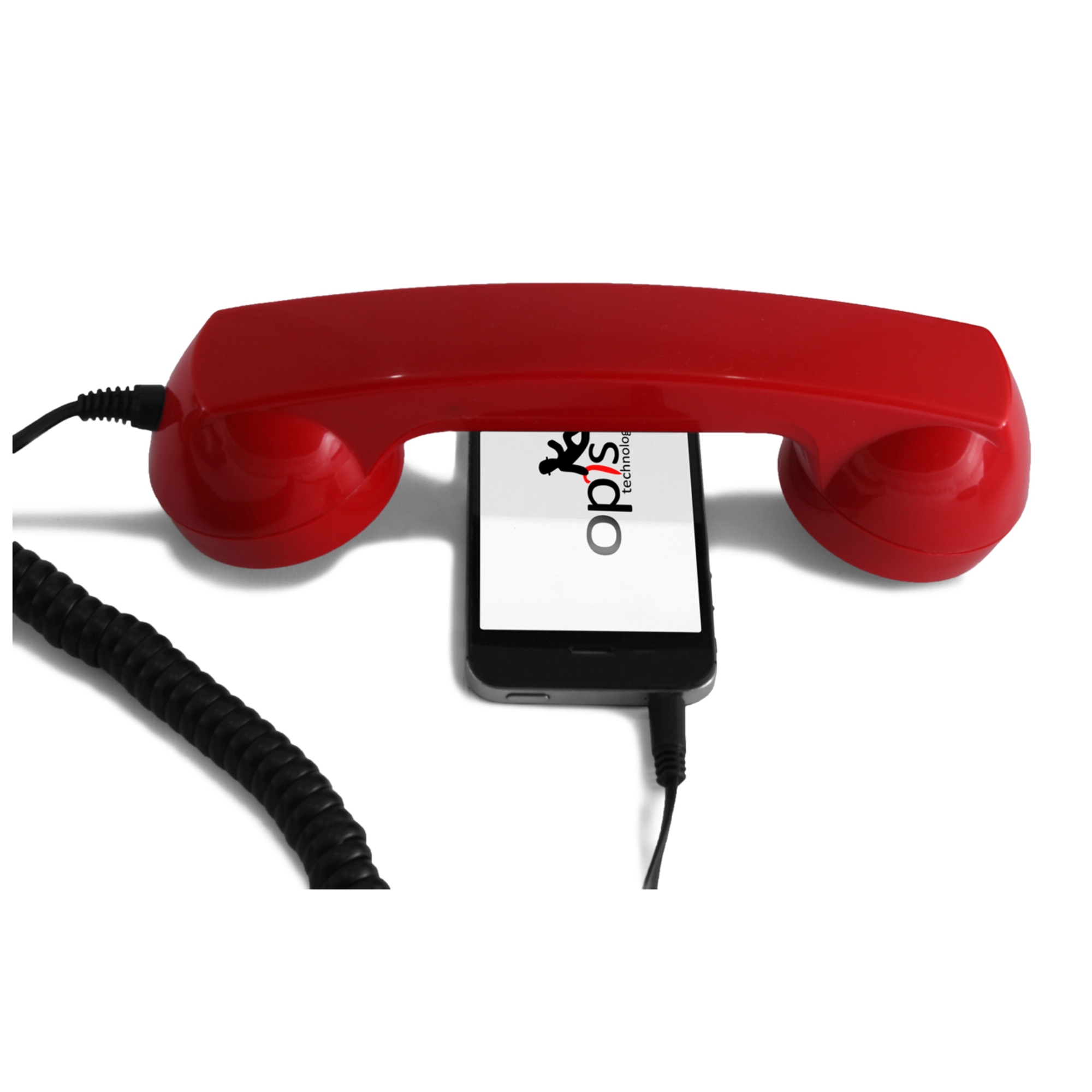 Combiné Téléphone Rétro pour Smartphones Android - Rouge - Neuf