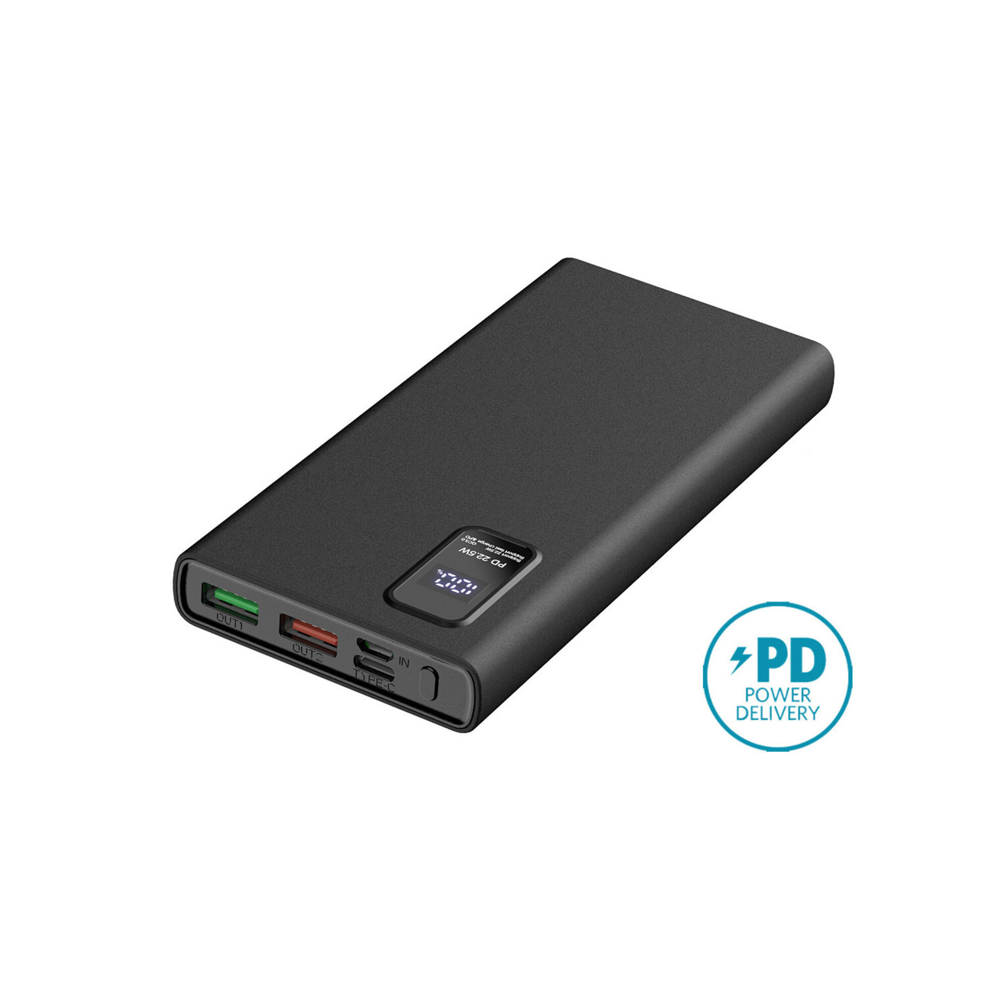 Platinet Power Bank 10 000 mAh Polymer PD 3.0 QC 3.0 Écran LED - vue 1