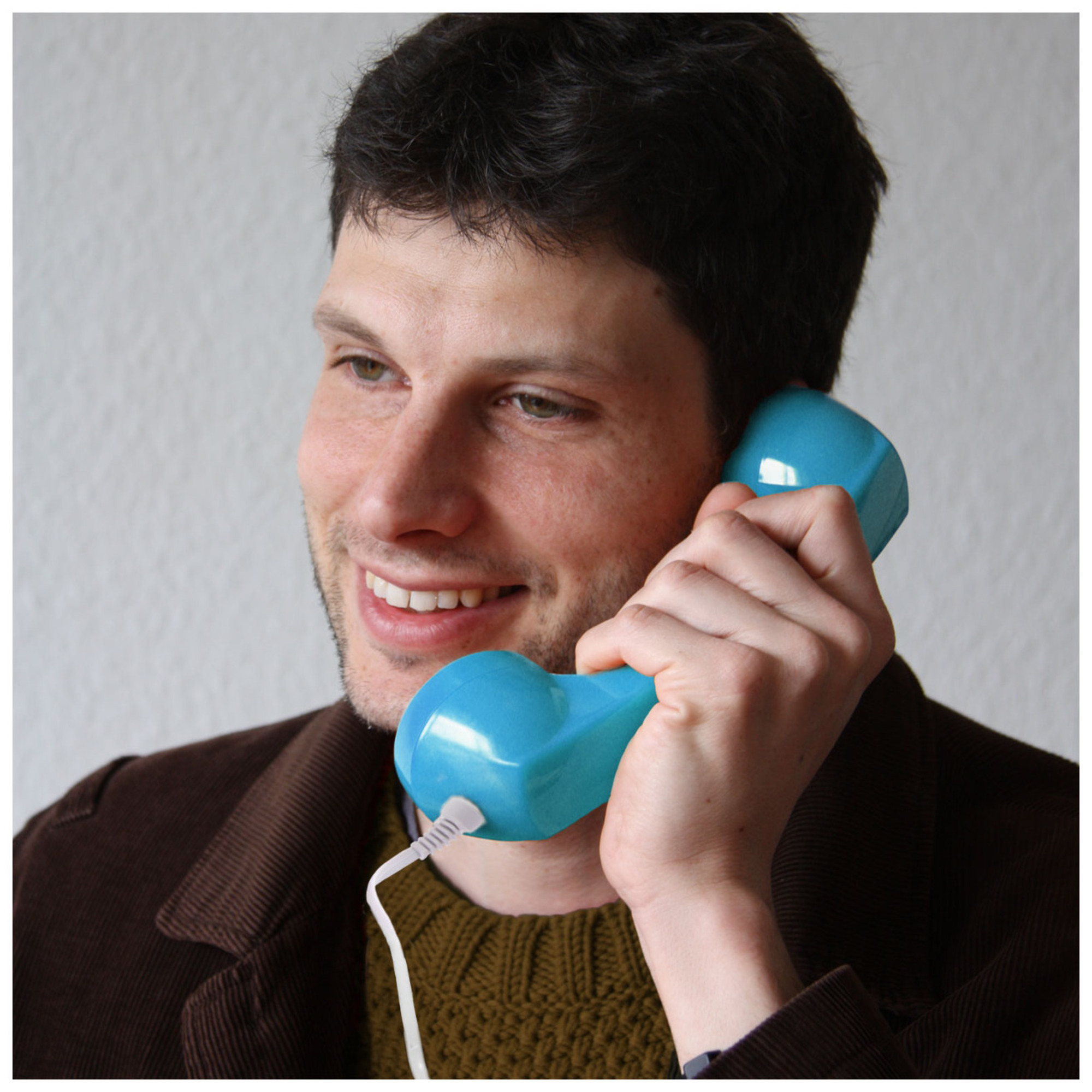 Combiné Téléphone Rétro pour Smartphones Android - Bleu Clair - Neuf