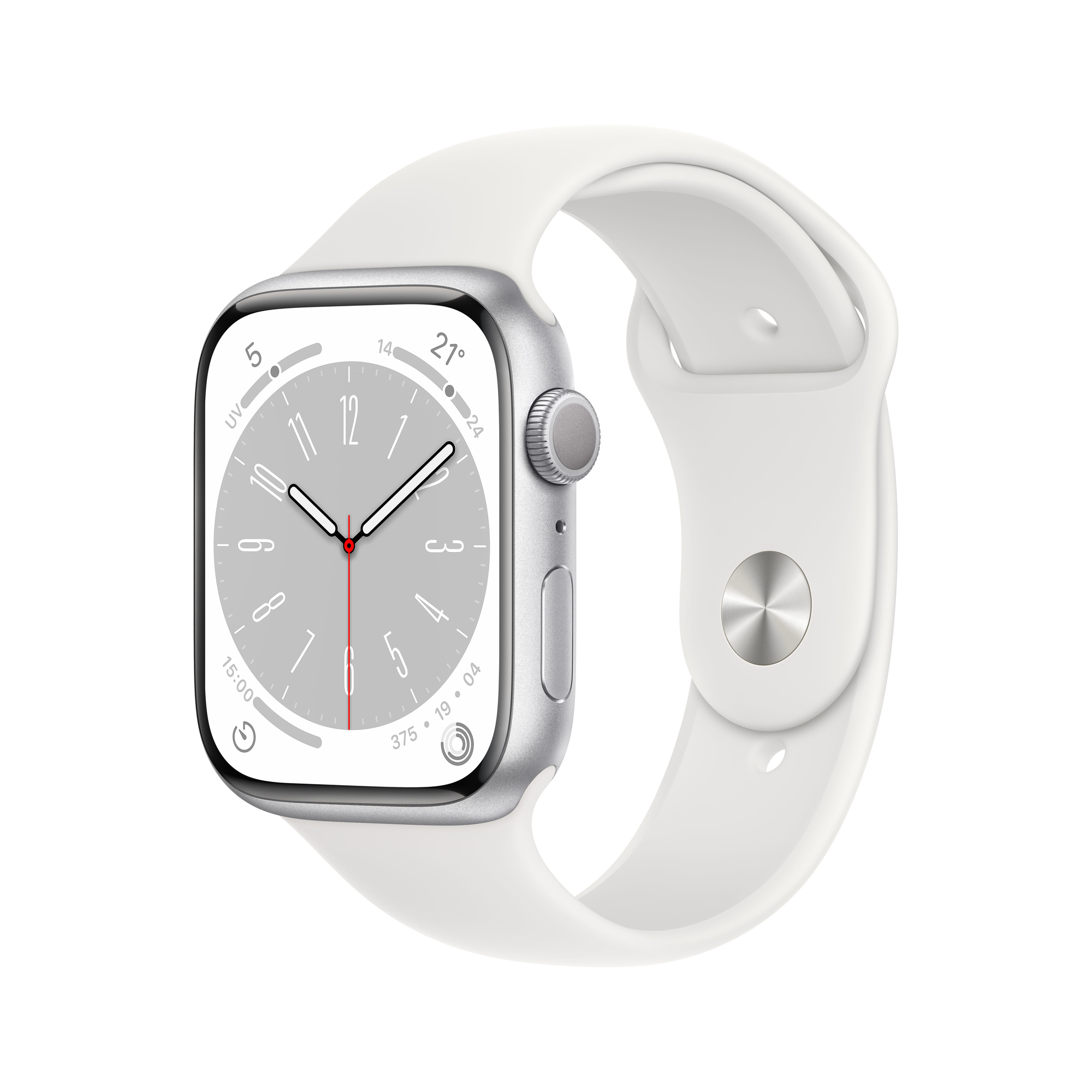 Watch Series 8 OLED 45 mm - Boîtier en Aluminium Argent - GPS - Bracelet Sport - Blanc - Bon état Bon état - Apple reconditionné disponible sur Pixmania