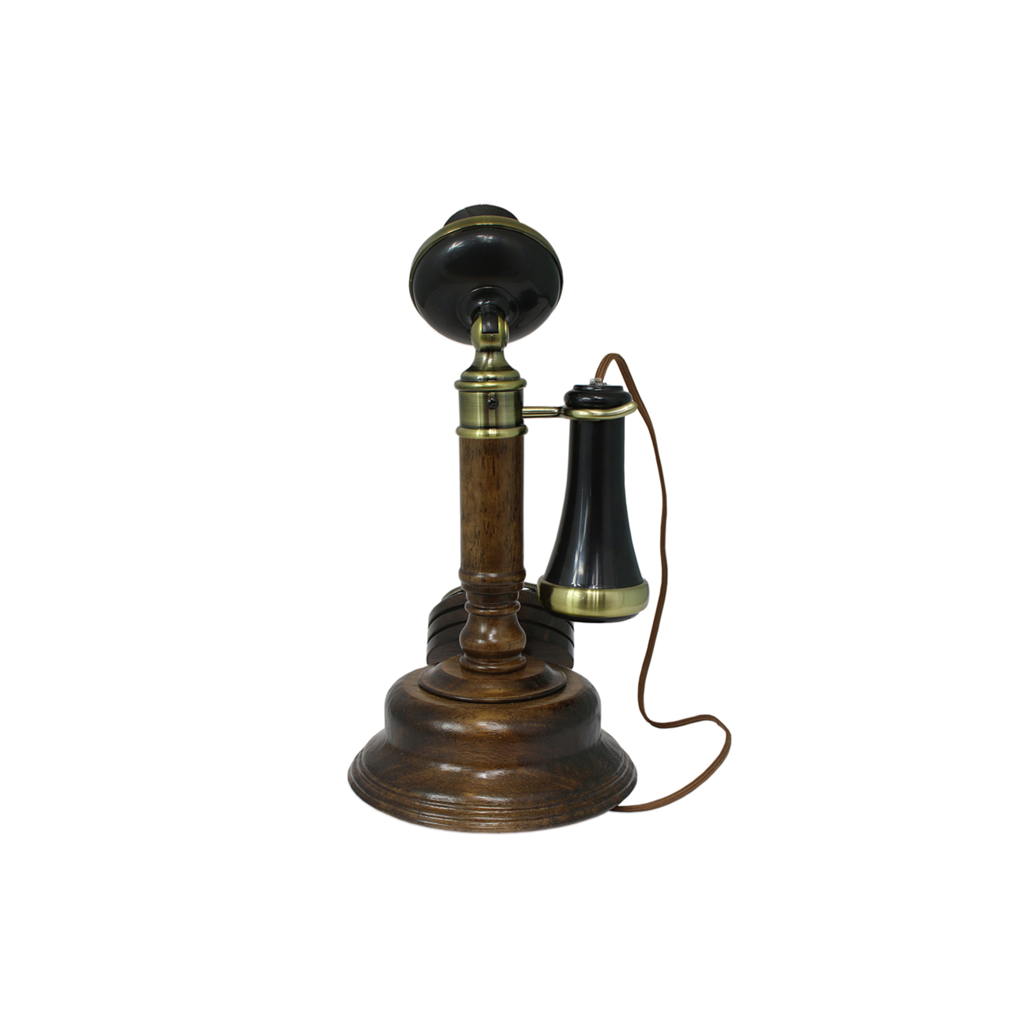 OPIS 1921 CABLE D téléphone mural rétro en bois et metal avec cadran rotatif Neuf - vue 3