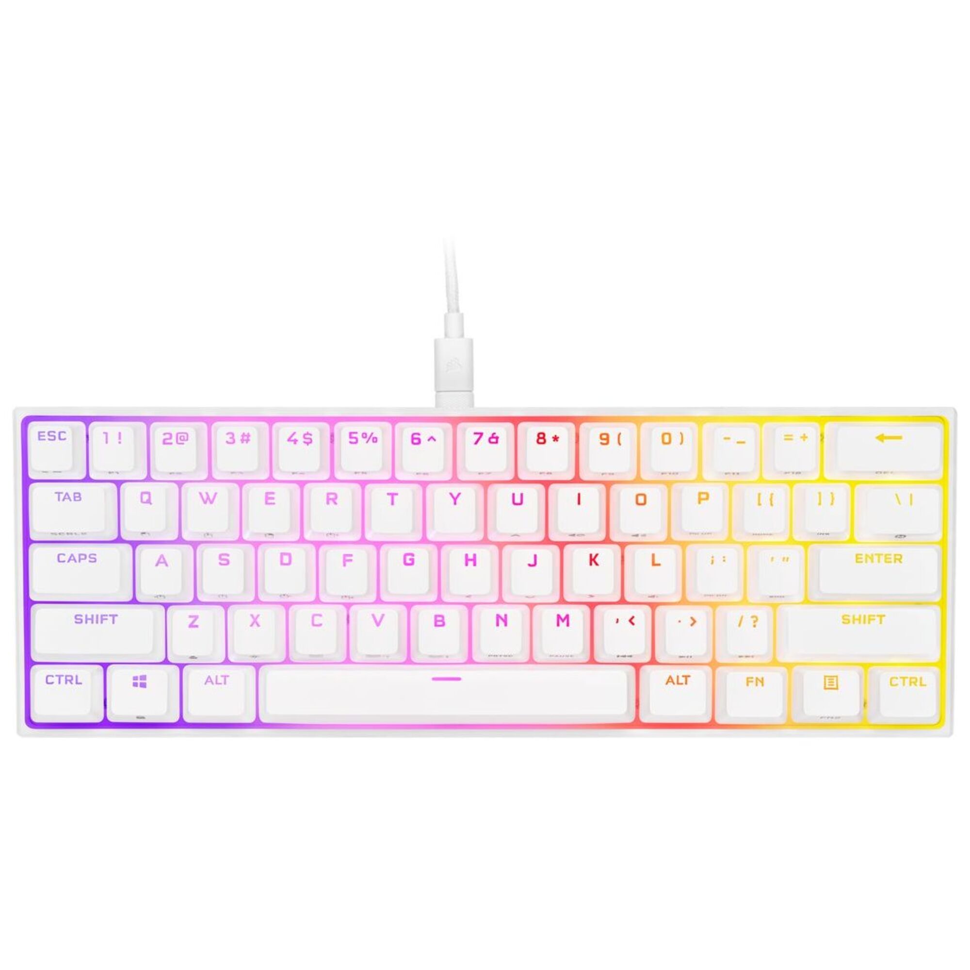 Clavier Gamer mécanique (Cherry MX Red) Corsair K65 Mini 60% RGB (Blanc) - Neuf