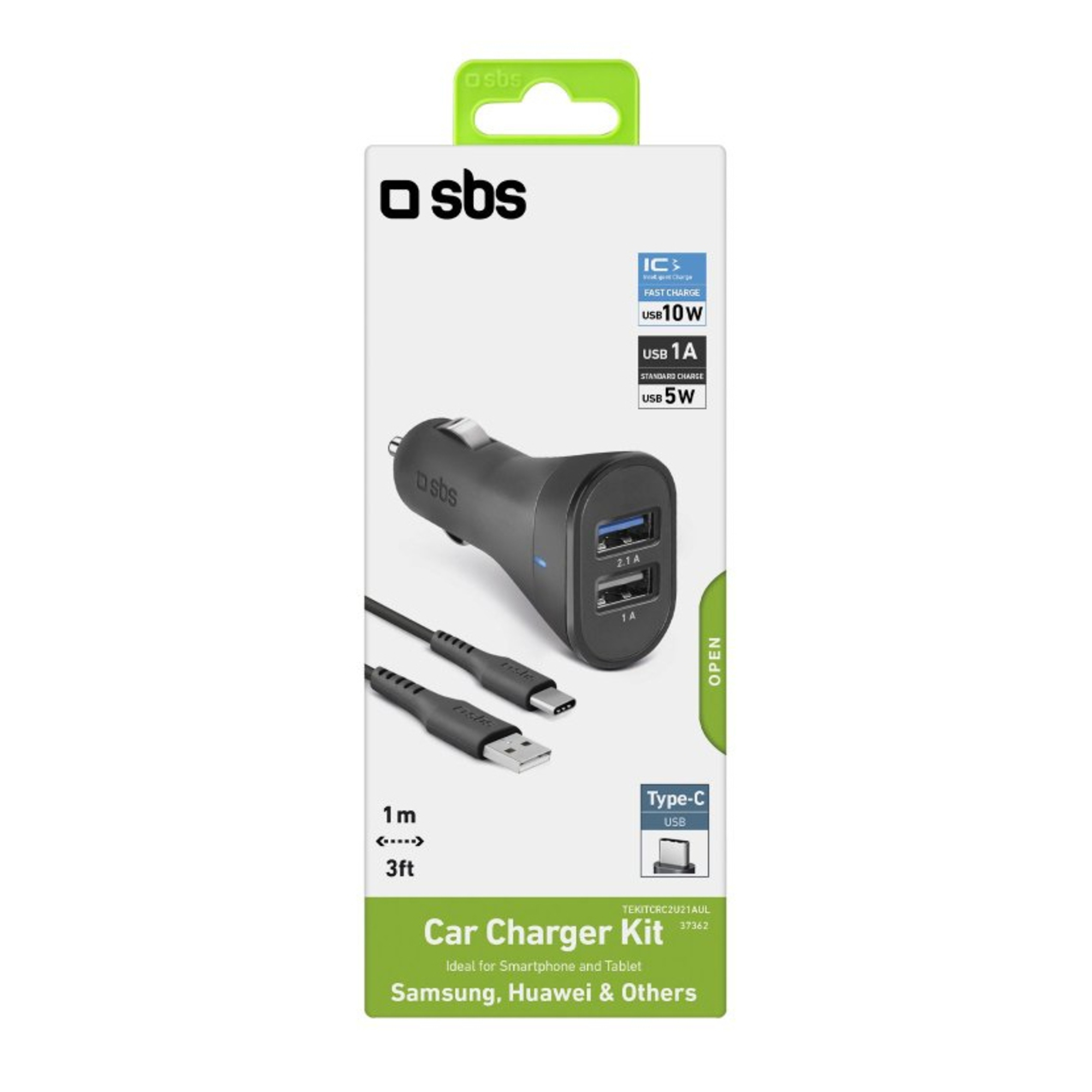 SBS Kit de recharge USB-Type C pour voiture Noir - vue 4