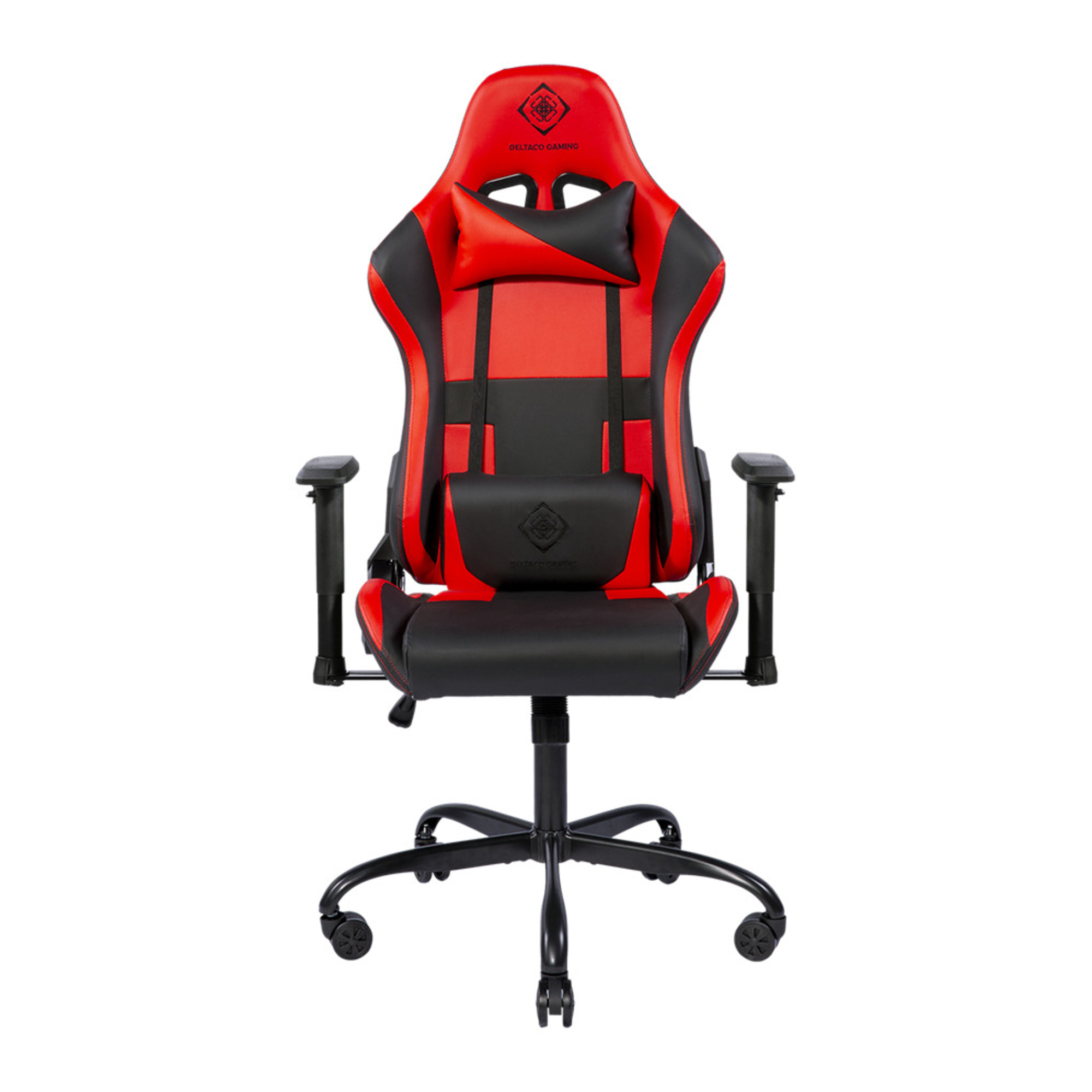 DELTACO GAMING - Fauteuil gaming, Base aluminium, Cuir PU noir & rouge, max 90kg - Neuf