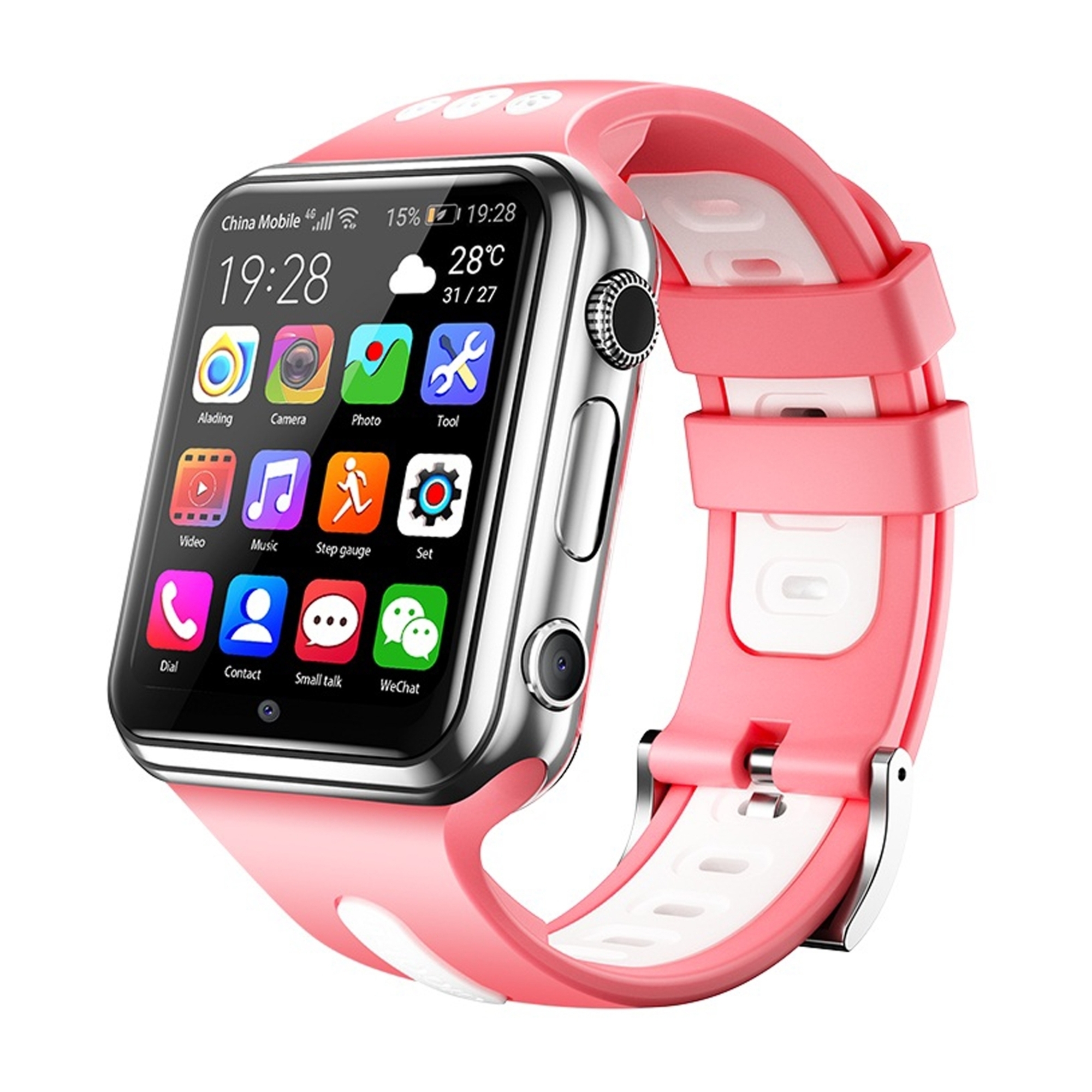 Montre Téléphone 1.54  1 Go + 8 Go Montre Android 4G Bluetooth WiFi Rose Blanche + SD 32Go YONIS - Neuf