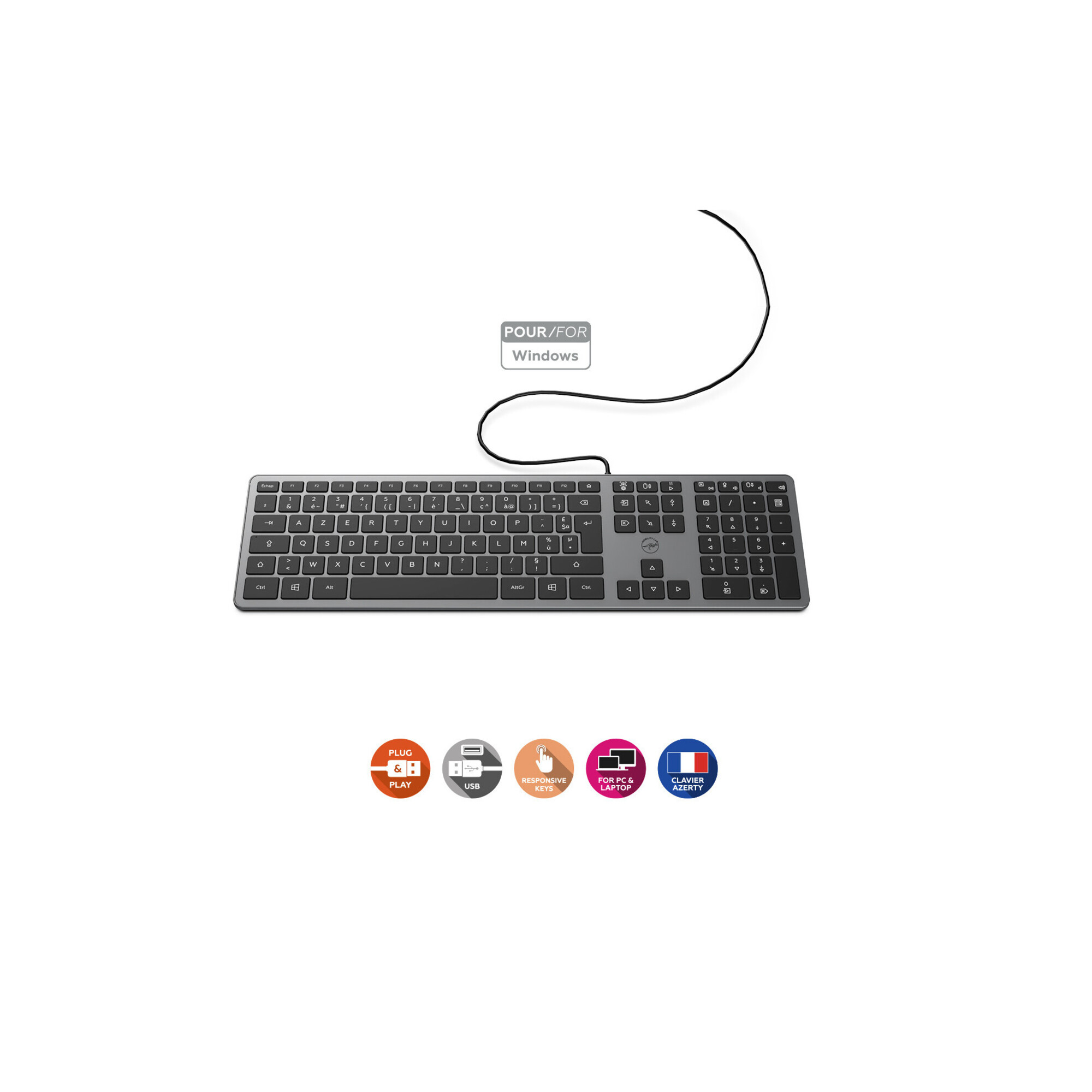 MOBILITY LAB - Clavier PC Ultraslim Filaire - Neuf