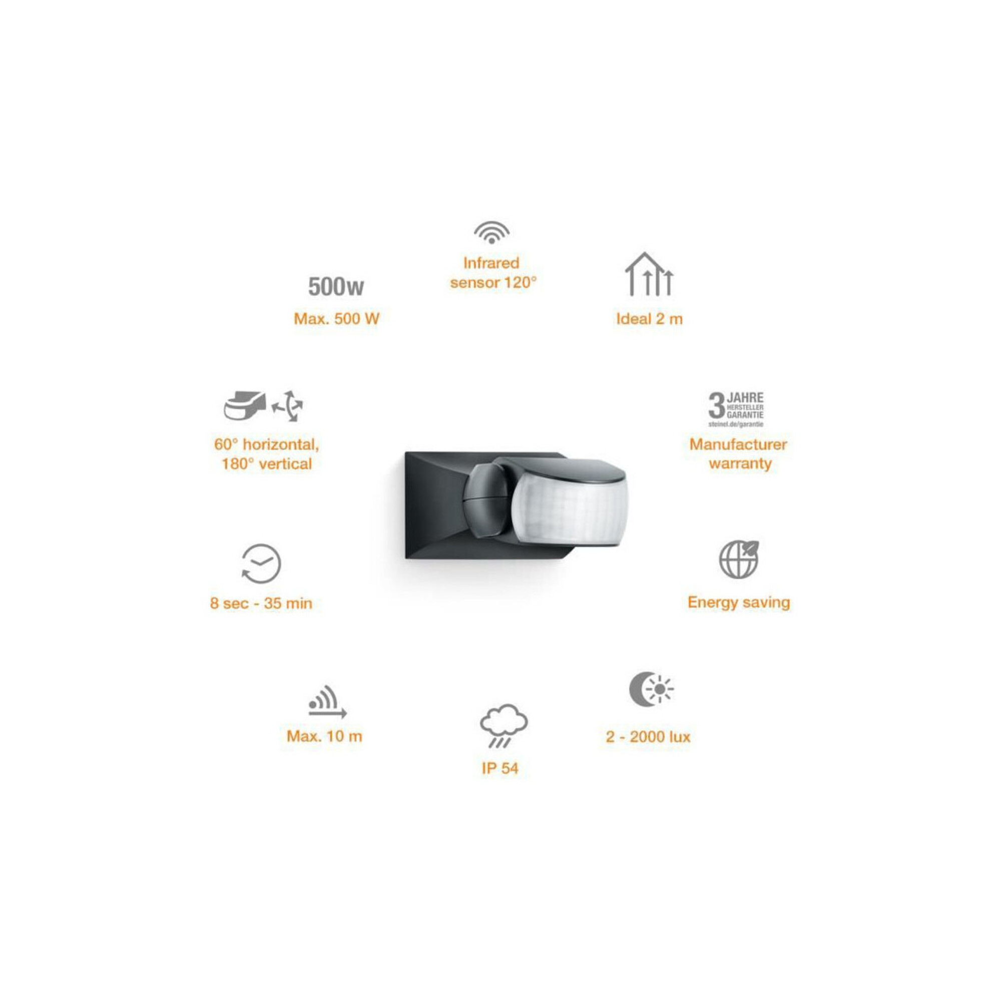 STEINEL Détecteur de mouvement infrarouge IS 1 120° orientable portée 10m IP54 Neuf - vue 3