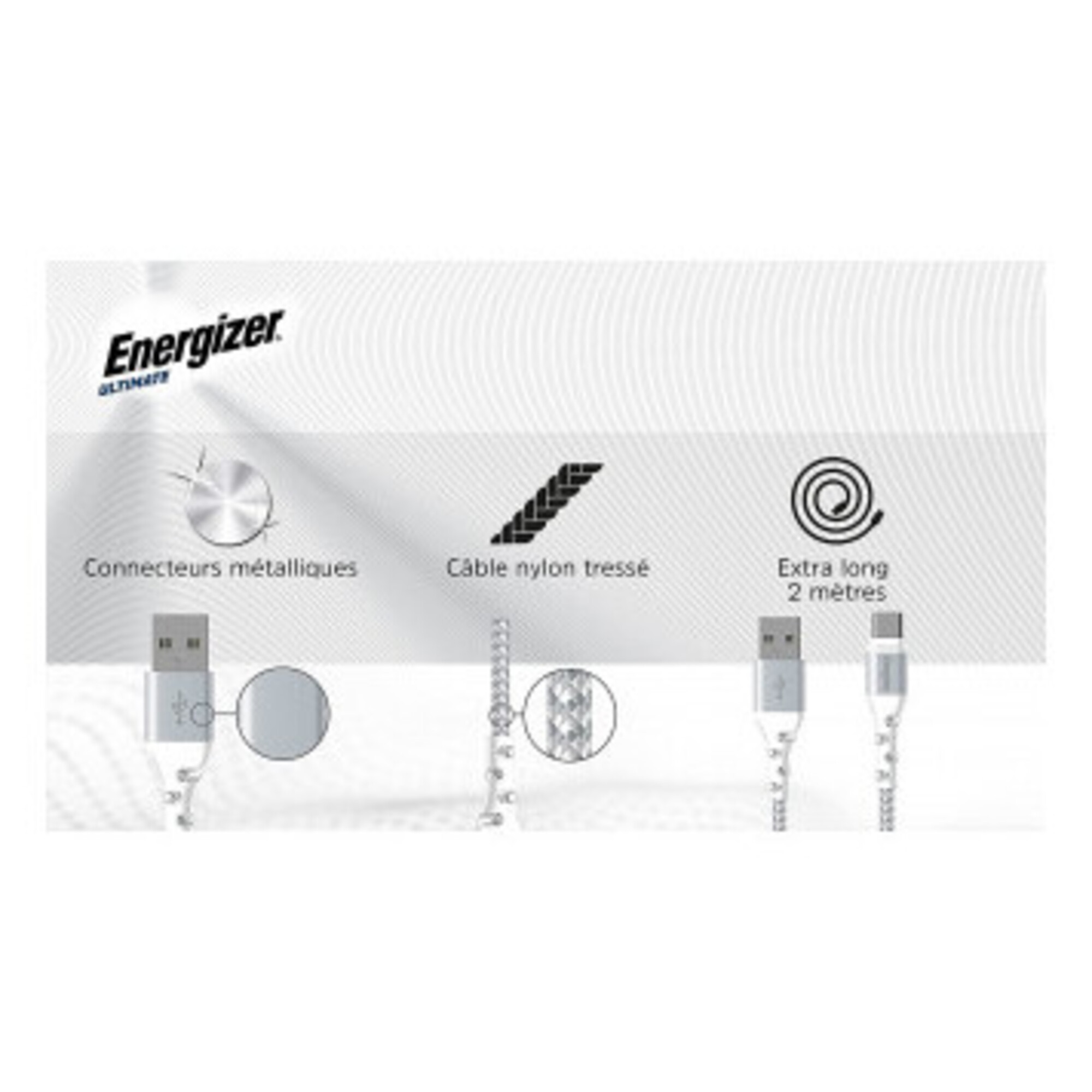 Energizer Câble USB-A vers USB-C 2m Blanc - vue 3