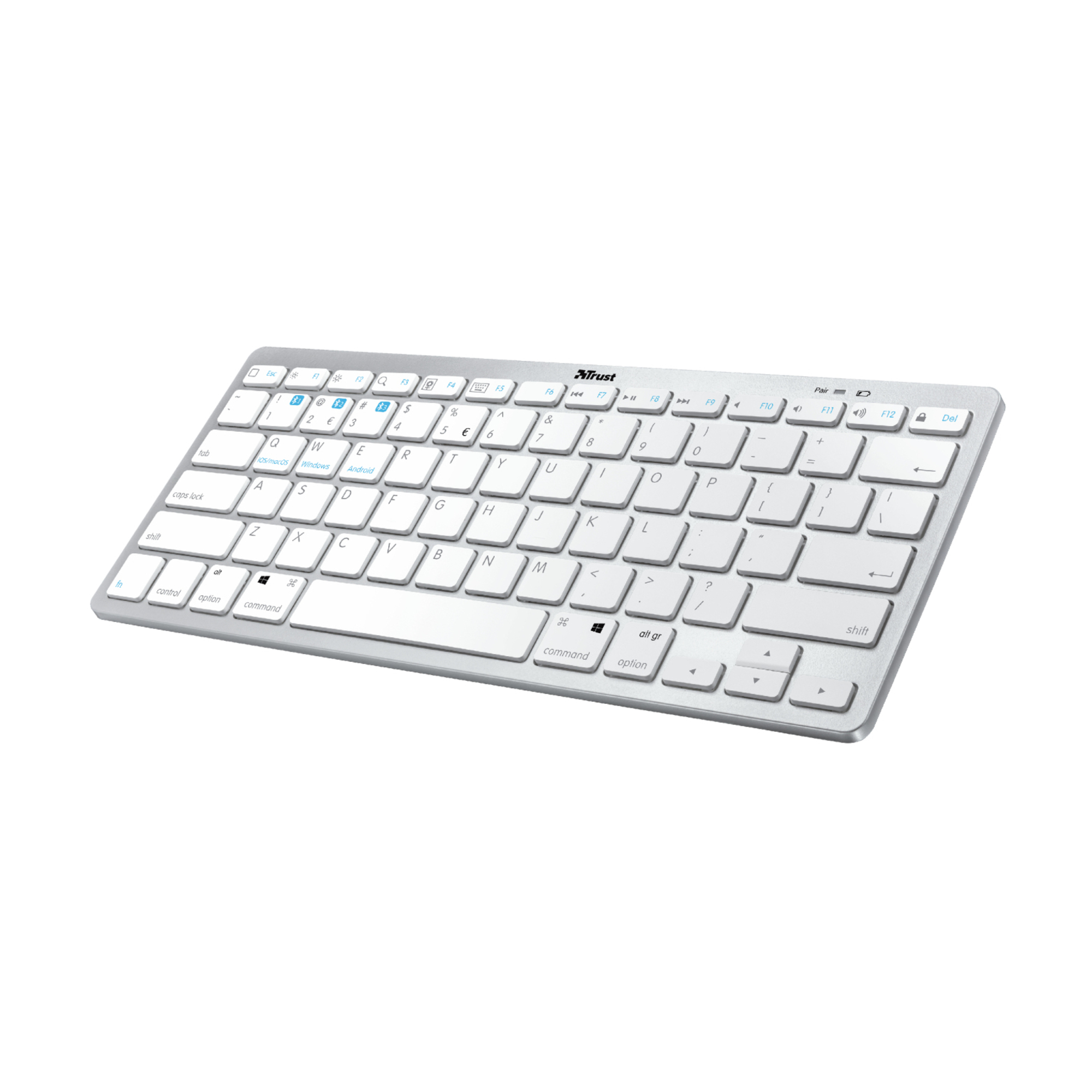 Trust Nado clavier Bluetooth AZERTY Français Métallique, Blanc - Neuf