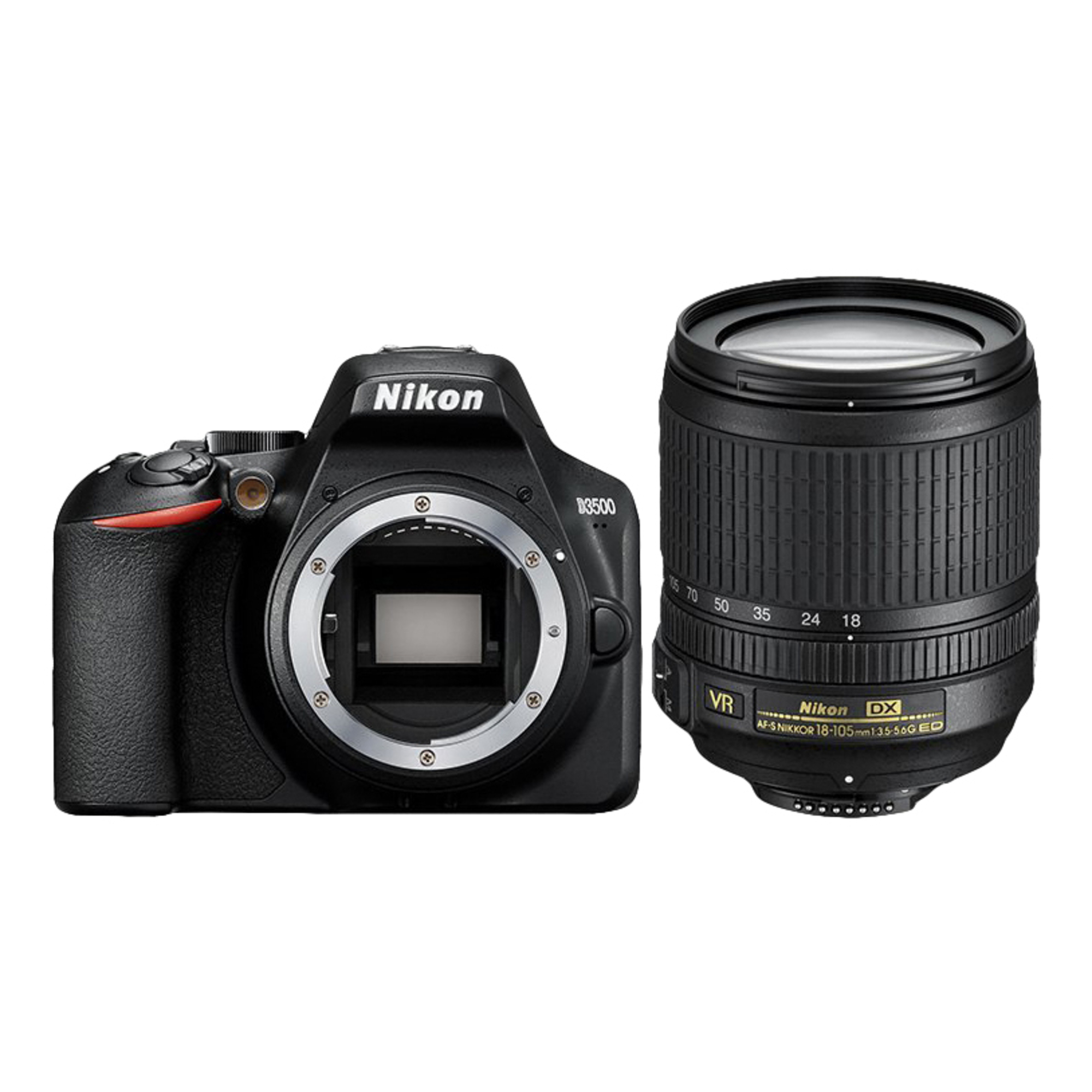 Nikon D3500 + AF-S 18-105 mm 1:3.5-5.6G ED VR Kit d'appareil-photo SLR 24,2 MP CMOS 6000 x 4000 pixels Noir - Neuf