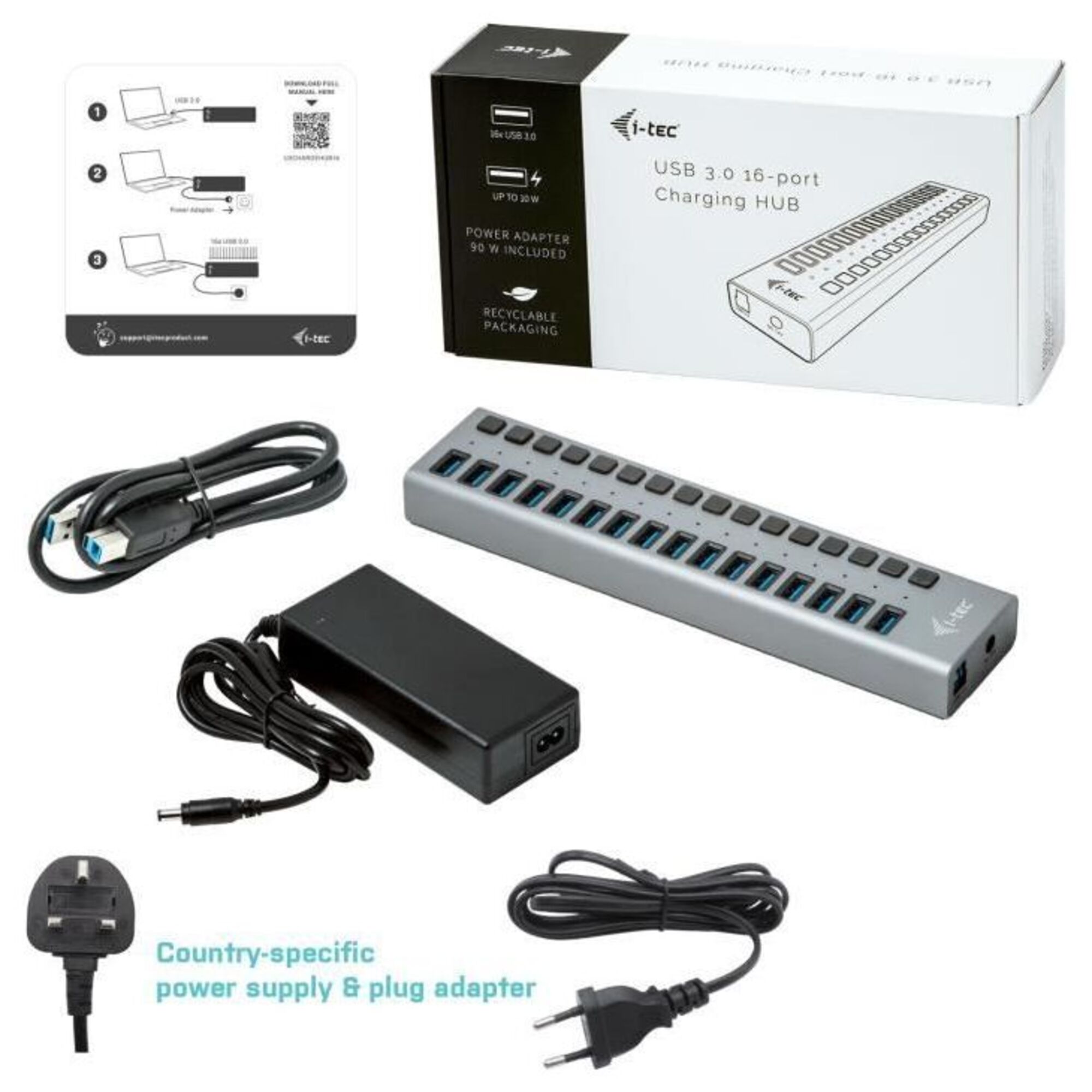 i-tec - HUB USB Alimenté - Neuf