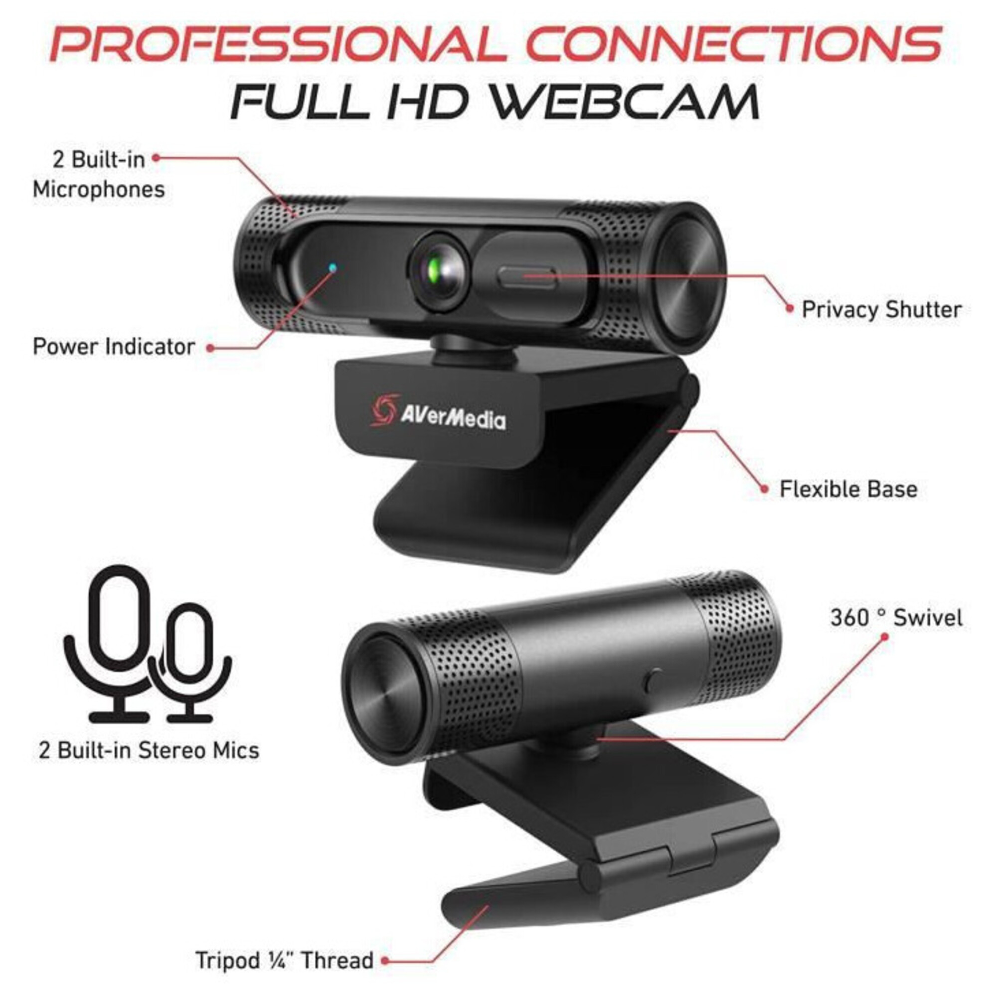 AVerMedia PW315 webcam 2 MP 1920 x 1080 pixels USB Neuf - vue 3