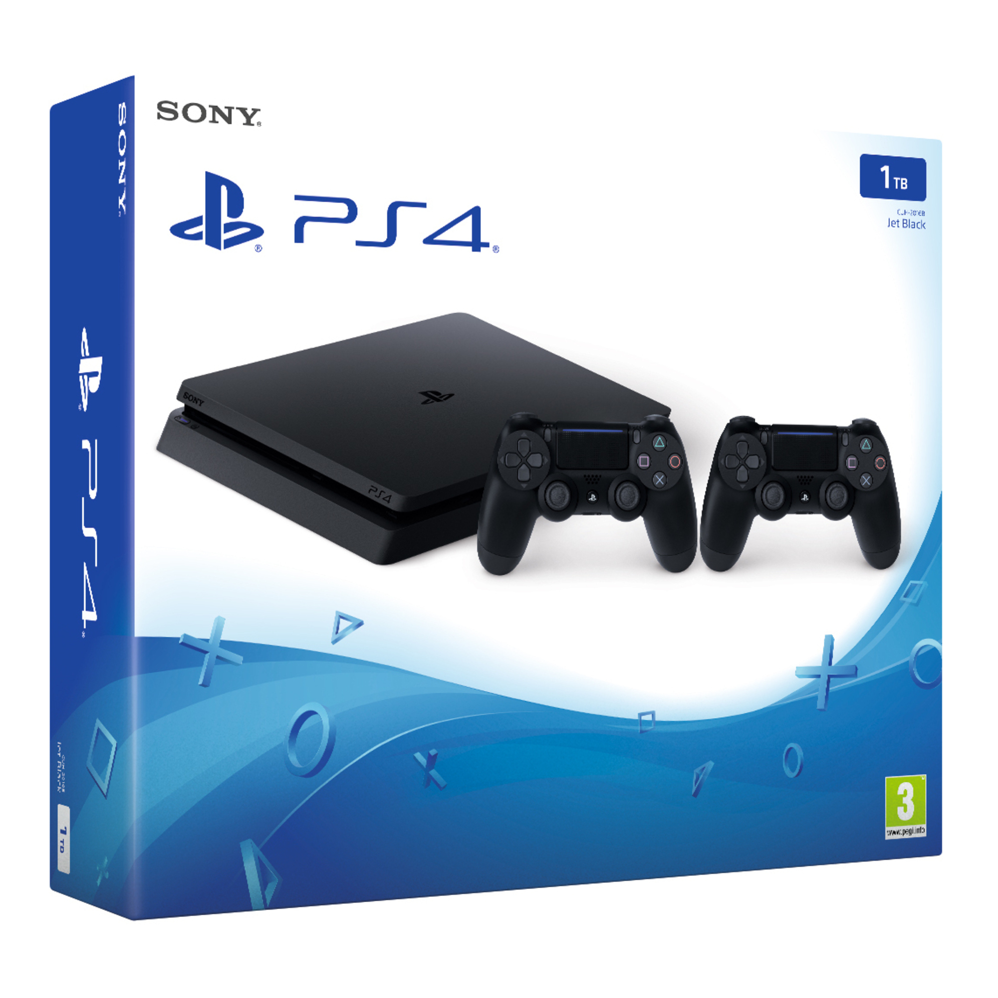 Sony PlayStation 4 Slim 1TB + 2 Dualshock 4 V2 1 To Wifi Noir - Très bon état