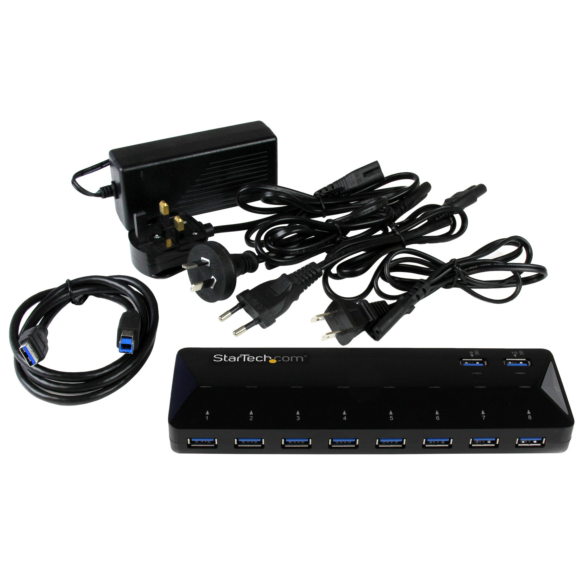 StarTech.com Concentrateur USB 3.0 5Gbps 10 ports avec Ports de Charge et de Synchronisation 8 x USB A 2 x USB A ports de Charge Rapide Concentrateur USB Multiport Alimenté Neuf - vue 2