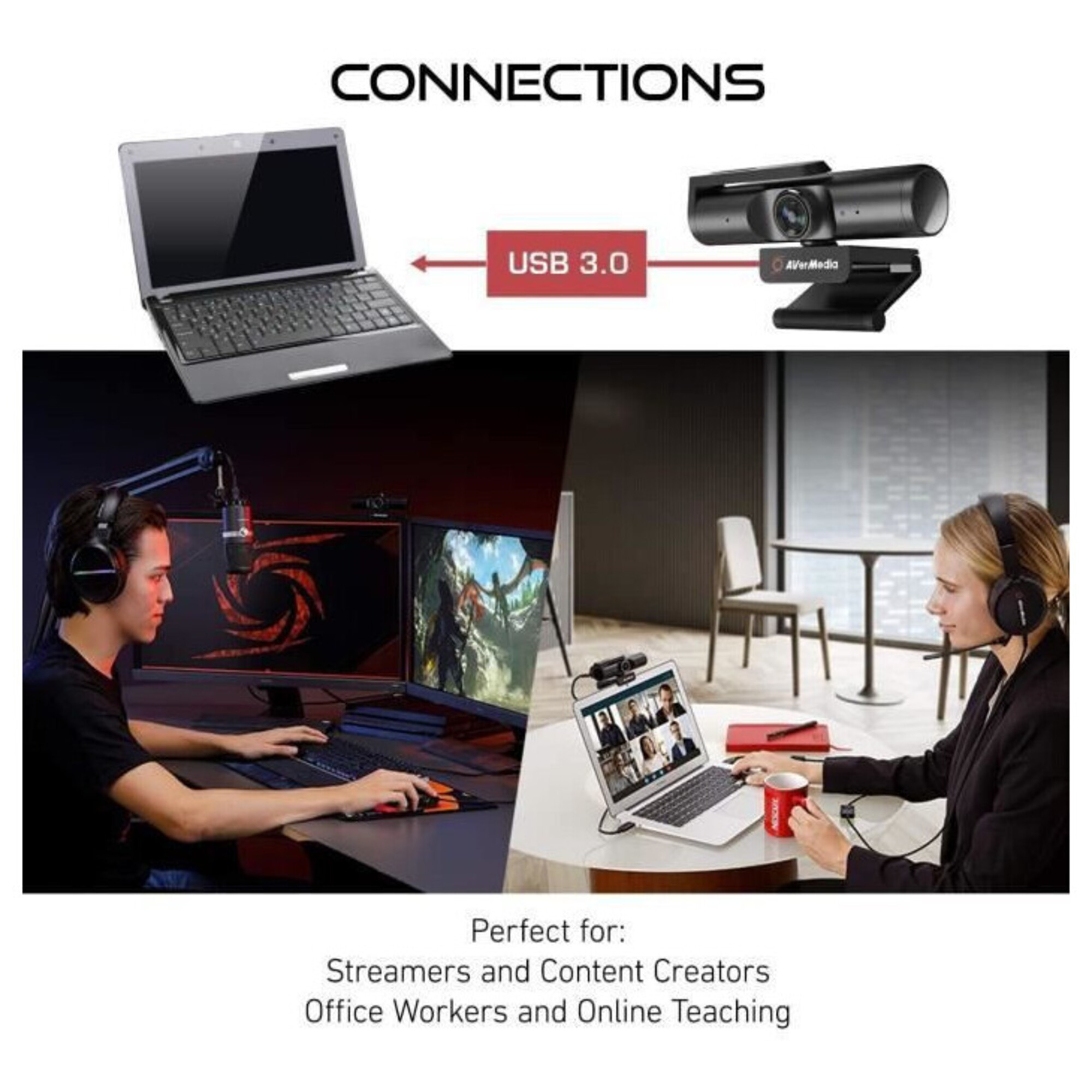 AVerMedia PW513 webcam 8 MP 3840 x 2160 pixels USB C Neuf - vue 2