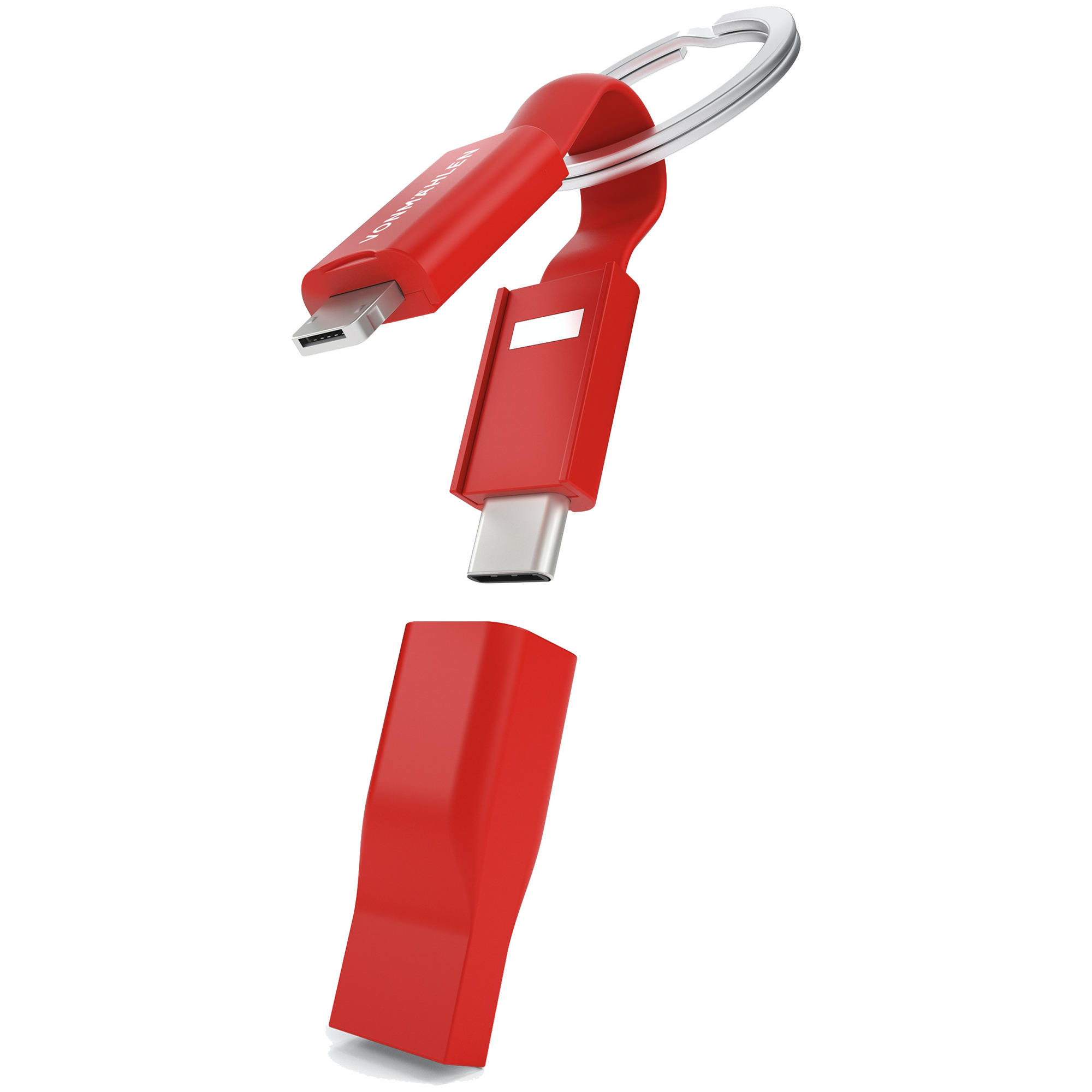 Câble High Five USB A+C / microUSB & USB C & Lightning 2. 7cm Format Porte clés FastCharge Allroundo® Neuf