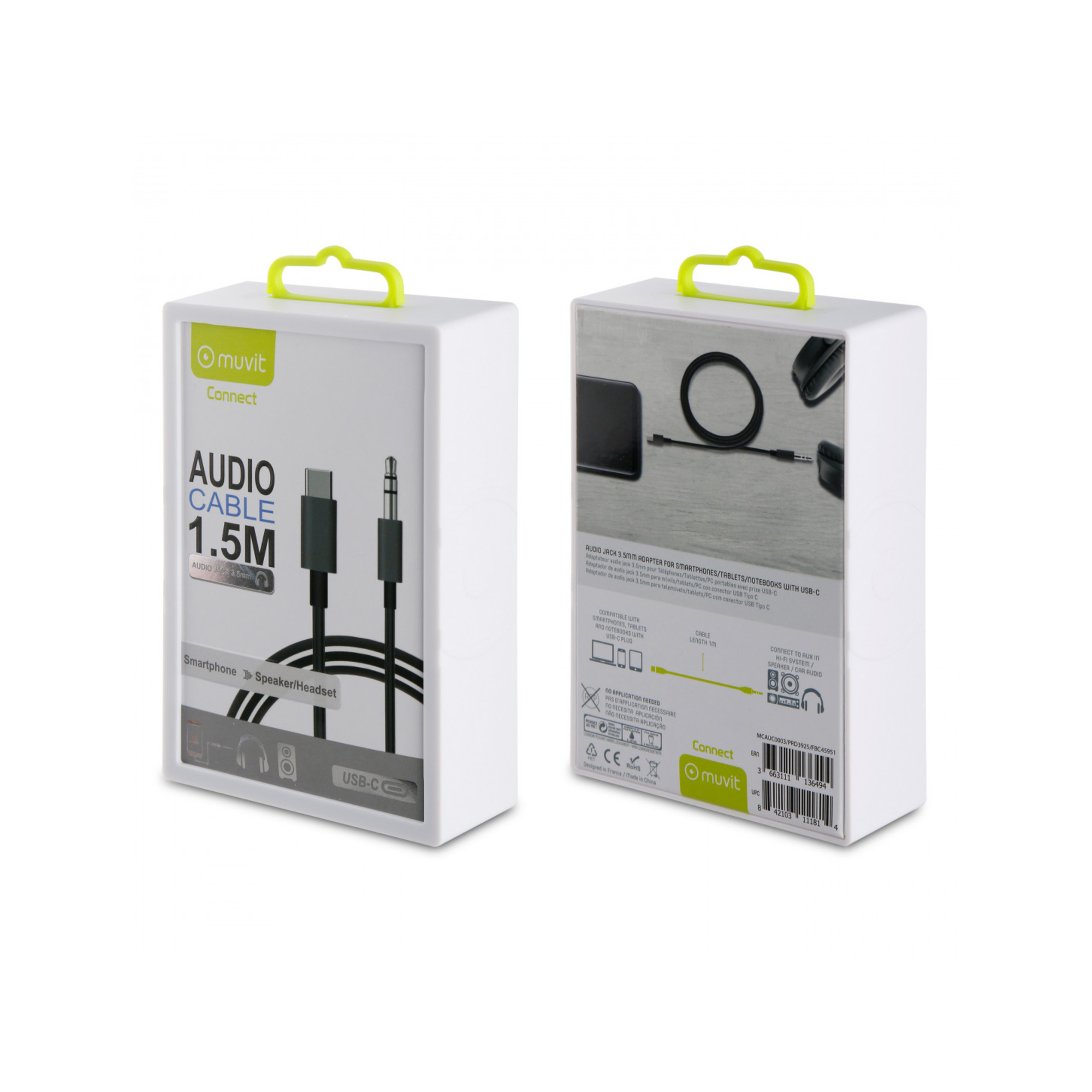 Câble Audio Type C vers Jack 3.5 mm Mâle MUVIT - vue 3