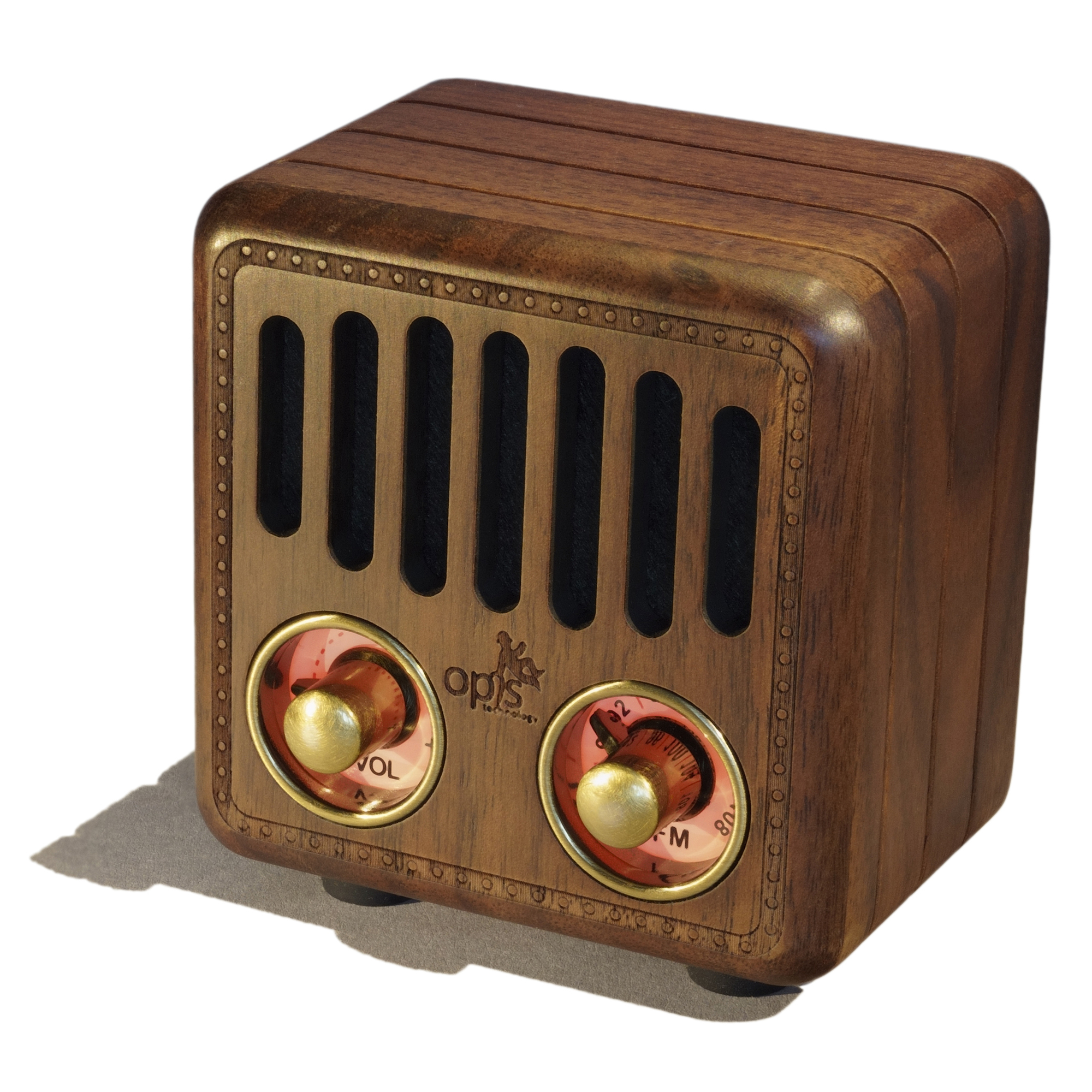 Petit Haut parleur Bluetooth Rétro en Bois et Radio VHF Noyer Neuf - vue 4