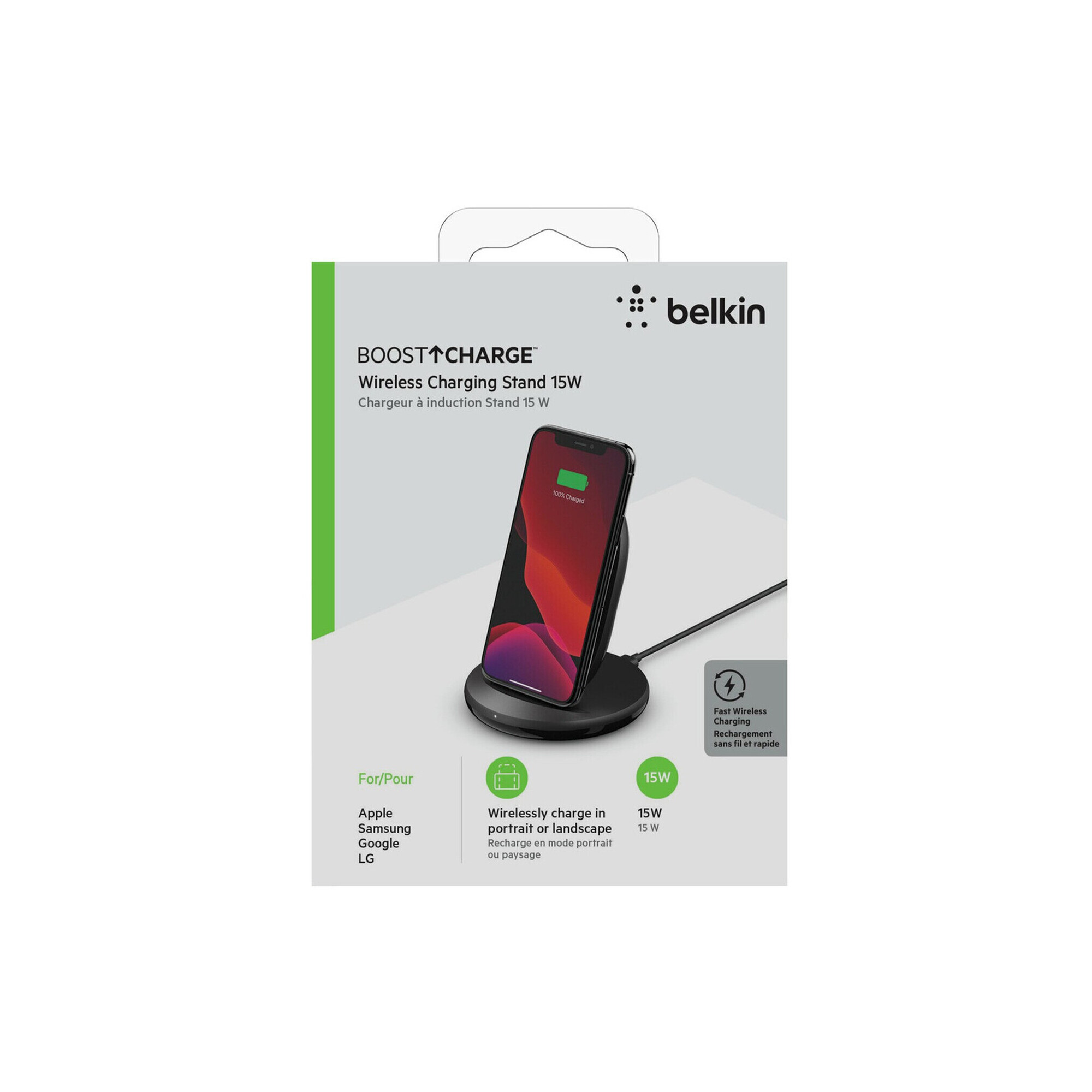 Belkin Boost Charge Smartphone Noir Secteur Recharge sans fil Charge rapide Intérieure - Neuf