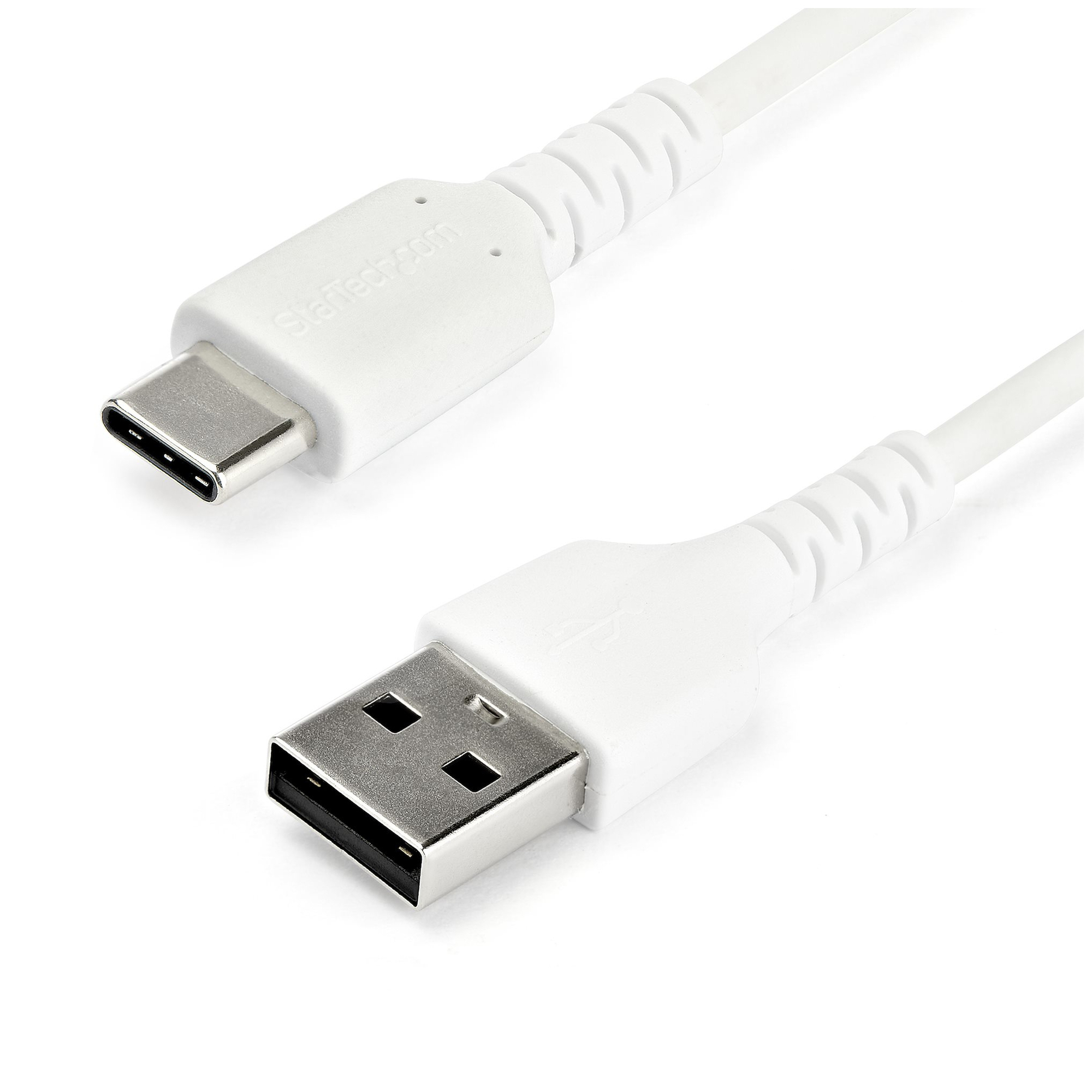 StarTech.com Câble de Charge Rapide USB-A vers USB-C de 2m, Robuste, Charge et Synchronisation, 3A, USB 2.0, Gaine TPE Blanche et Fibre d'Aramide - Cordon de Charge USB - Neuf