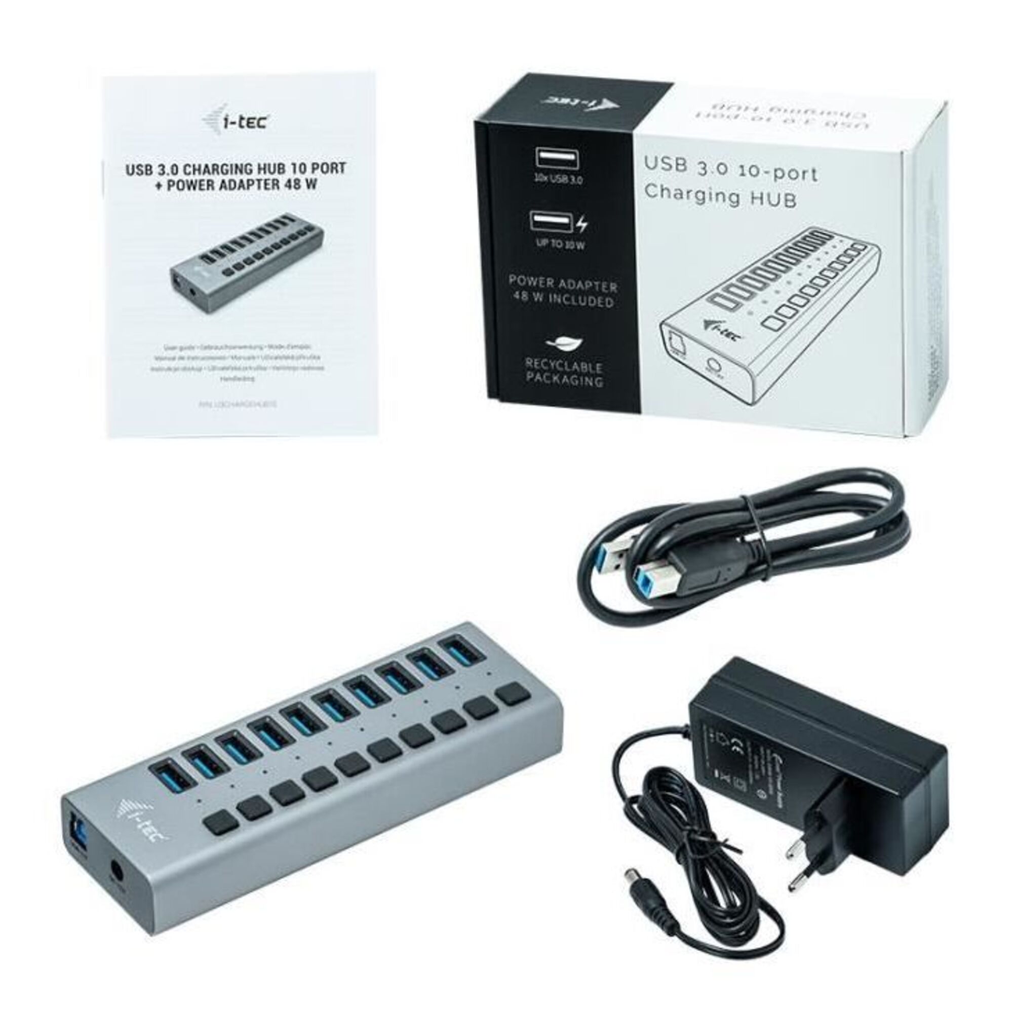 i tec USB 3.0 Charging Hub 10 Port + Power Adapter - vue 3