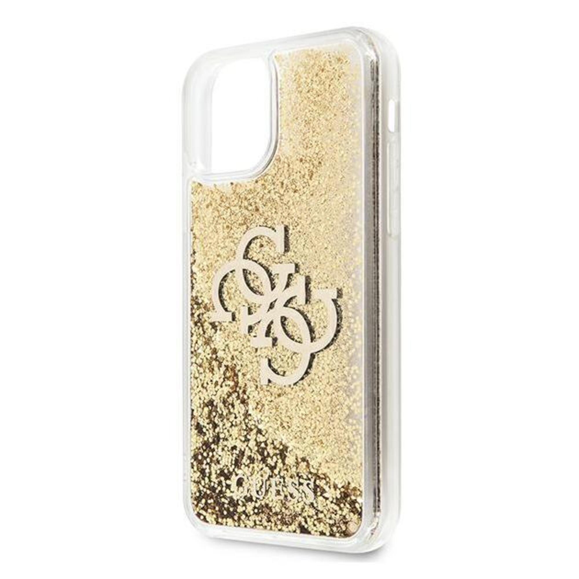 Coque telephone bumper telephone Guess GUHCN61LG4GGO Coque pour iPhone 11 61 4G Big Liquid Glitter Doré - vue 3