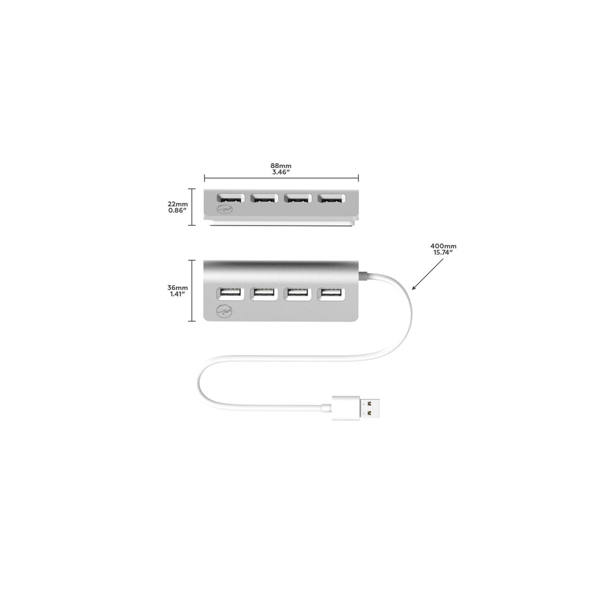 MOBILITY LAB - Hub 4 Ports USB Cylindre USB 2.0 Pour MAC et WINDOWS - Neuf