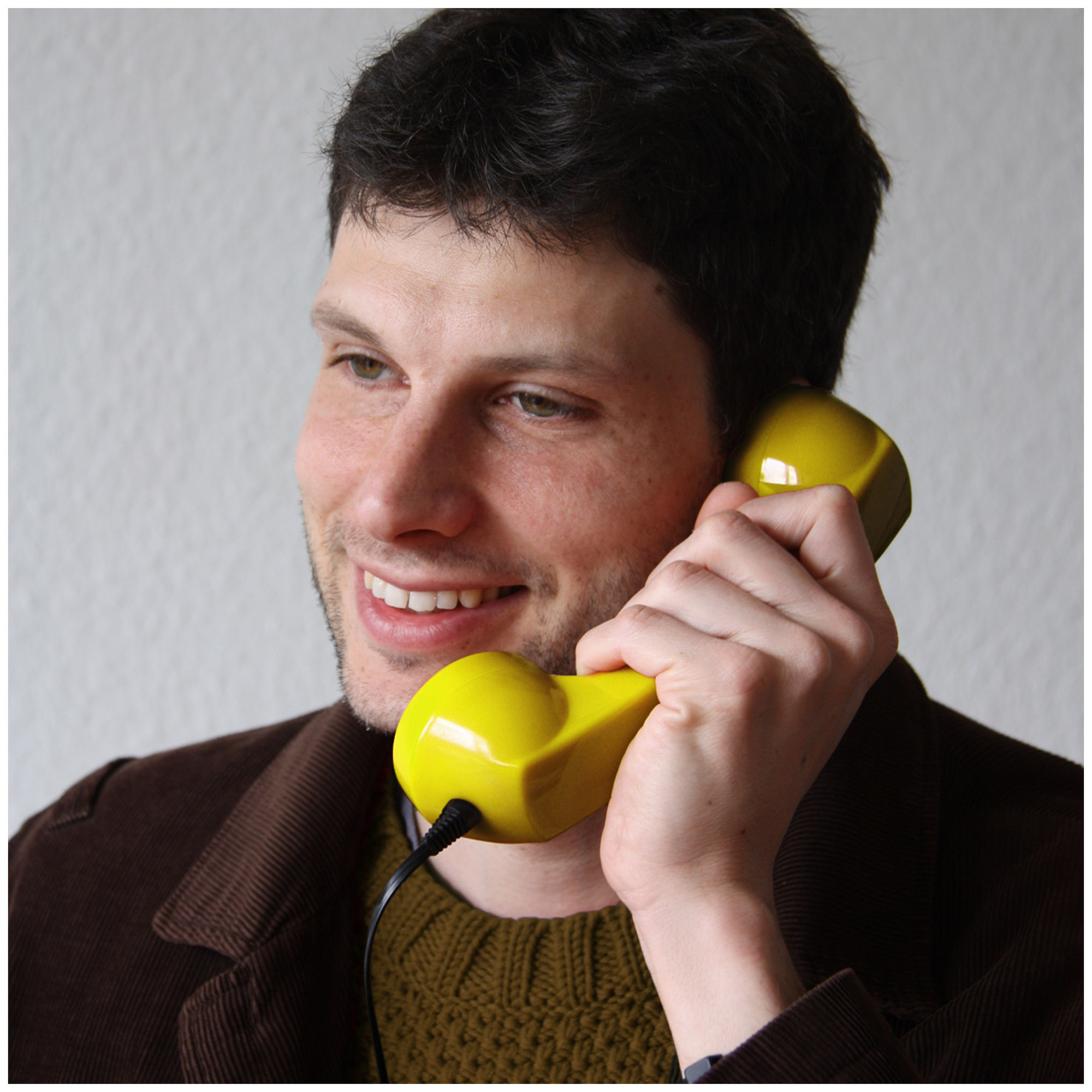 Combiné Téléphone Rétro pour Smartphones Android - Jaune - Neuf