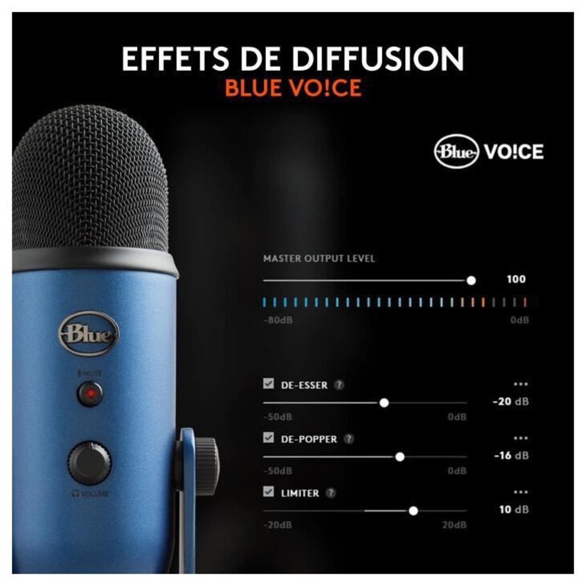 Microphone USB - Blue Yeti - Pour Enregistrement, Streaming, Gaming, Podcast sur PC ou Mac - Bleu - Neuf