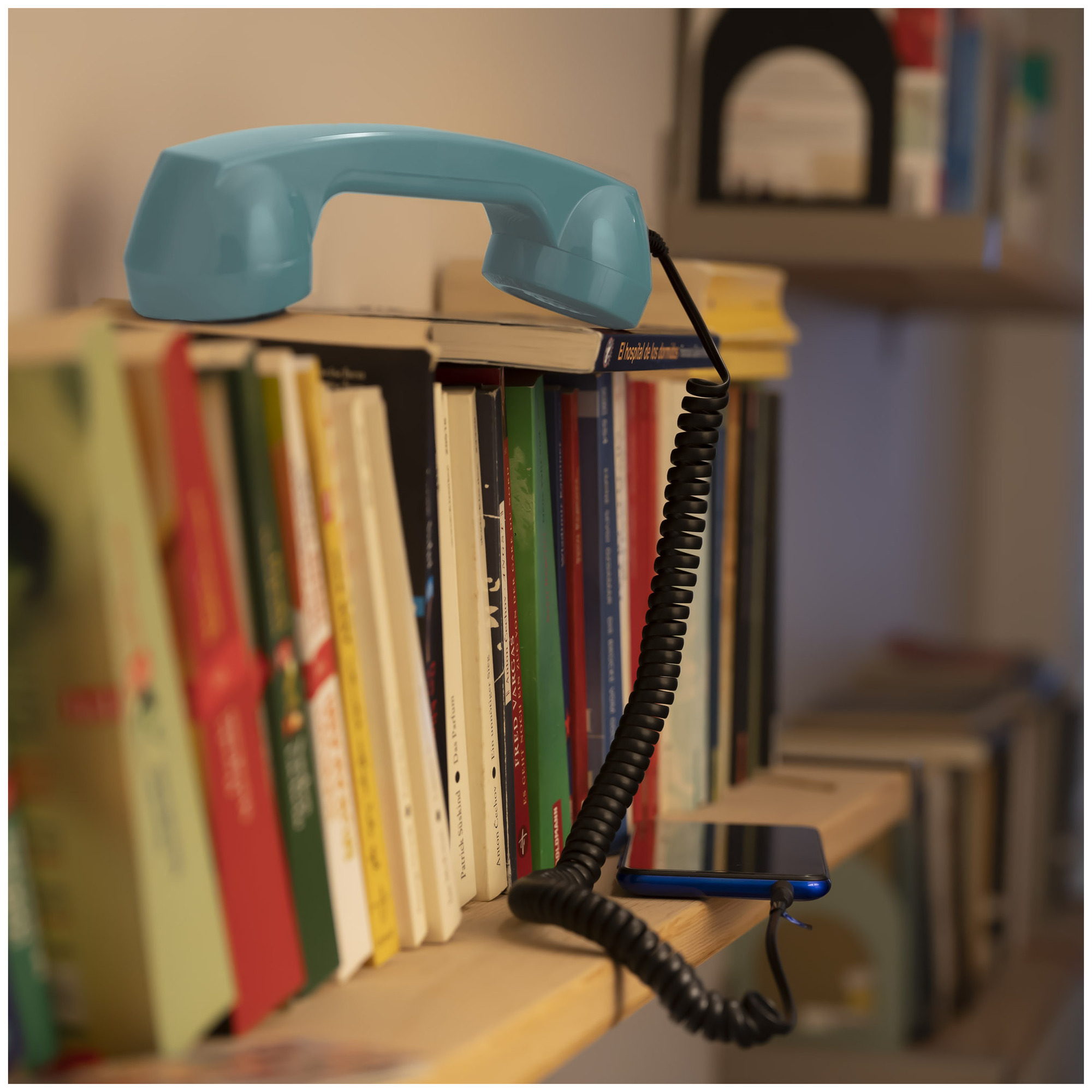 Combiné Téléphone Rétro pour Smartphones Android - Bleu - Neuf