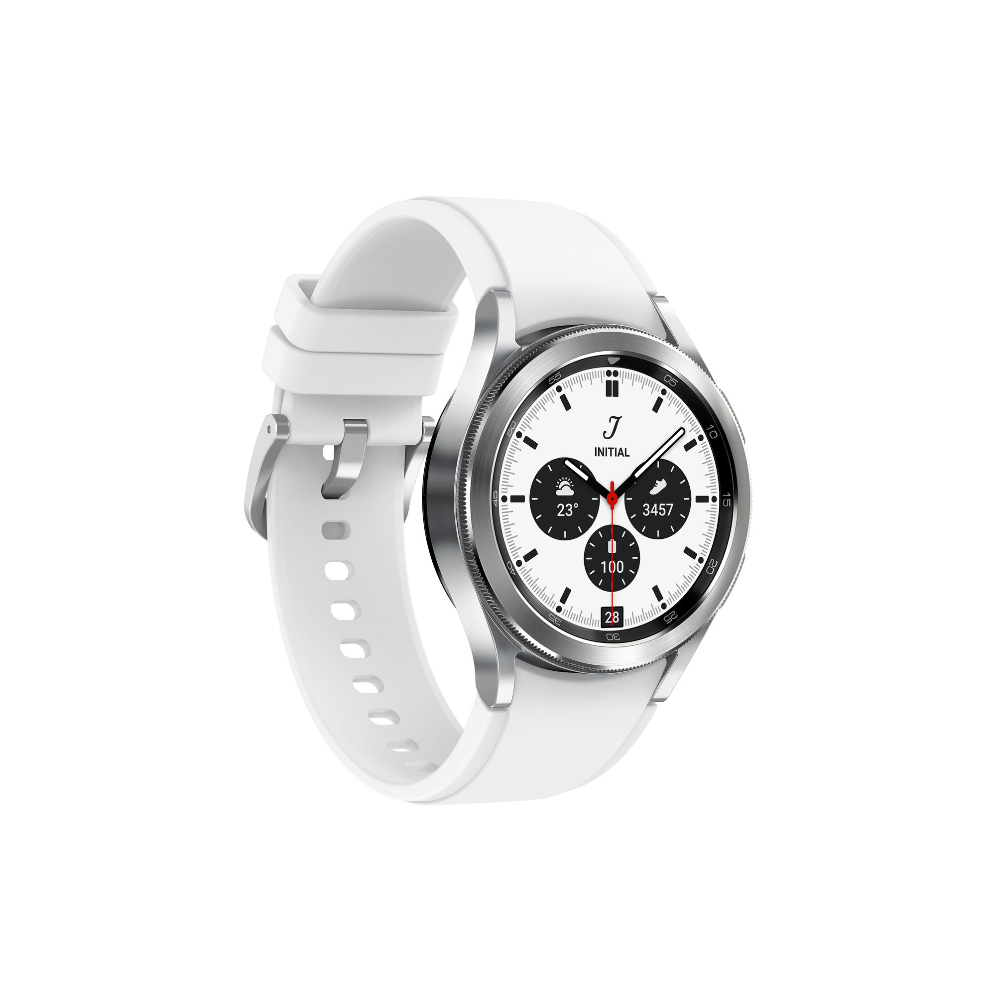 Galaxy Watch4 Classic 42mm boitier Argent - Super AMOLED - Bluetooth + 4G - Bracelet Blanc - Bon état