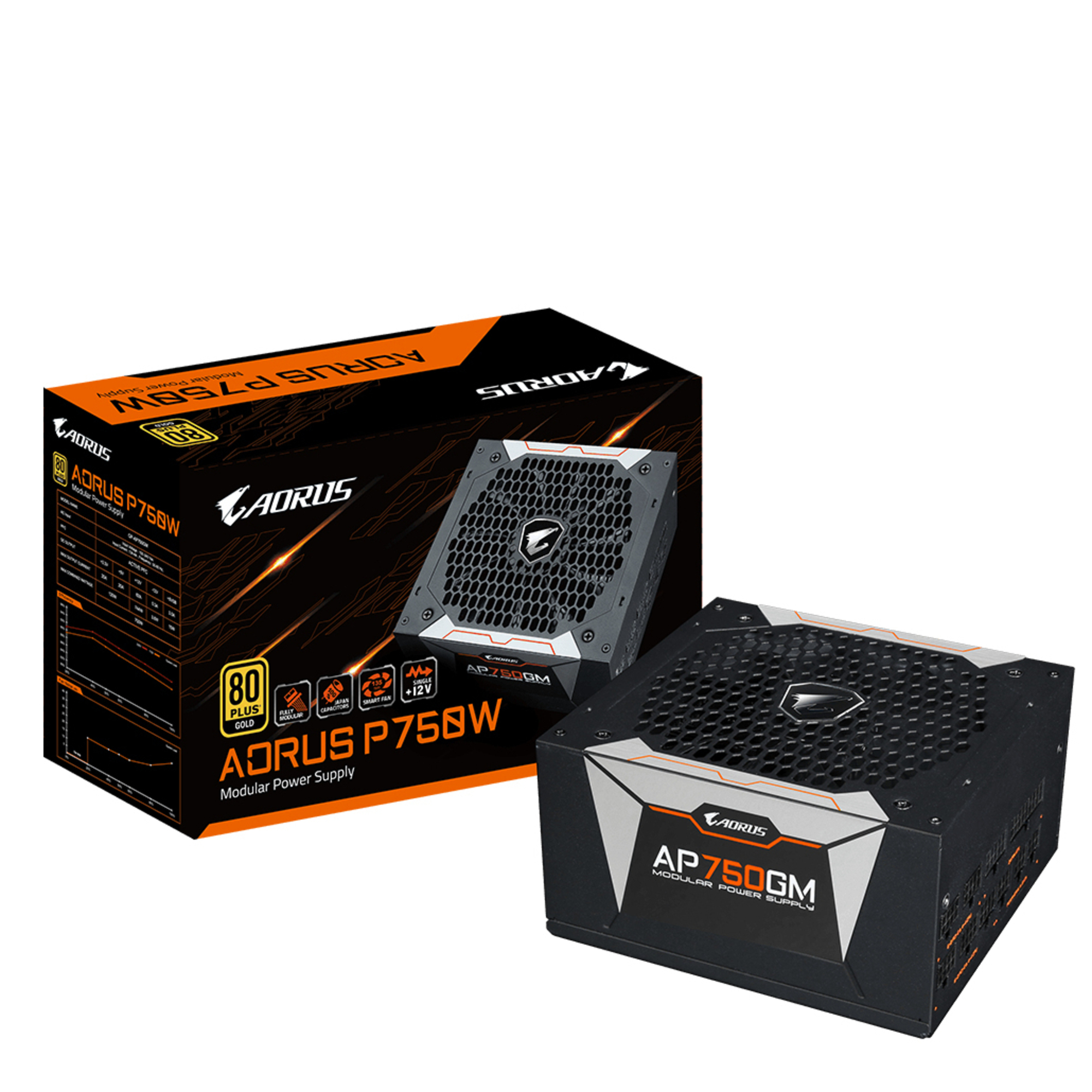 Gigabyte AORUS AP750GM - 750w - Modulaire - 80+ Gold - Neuf