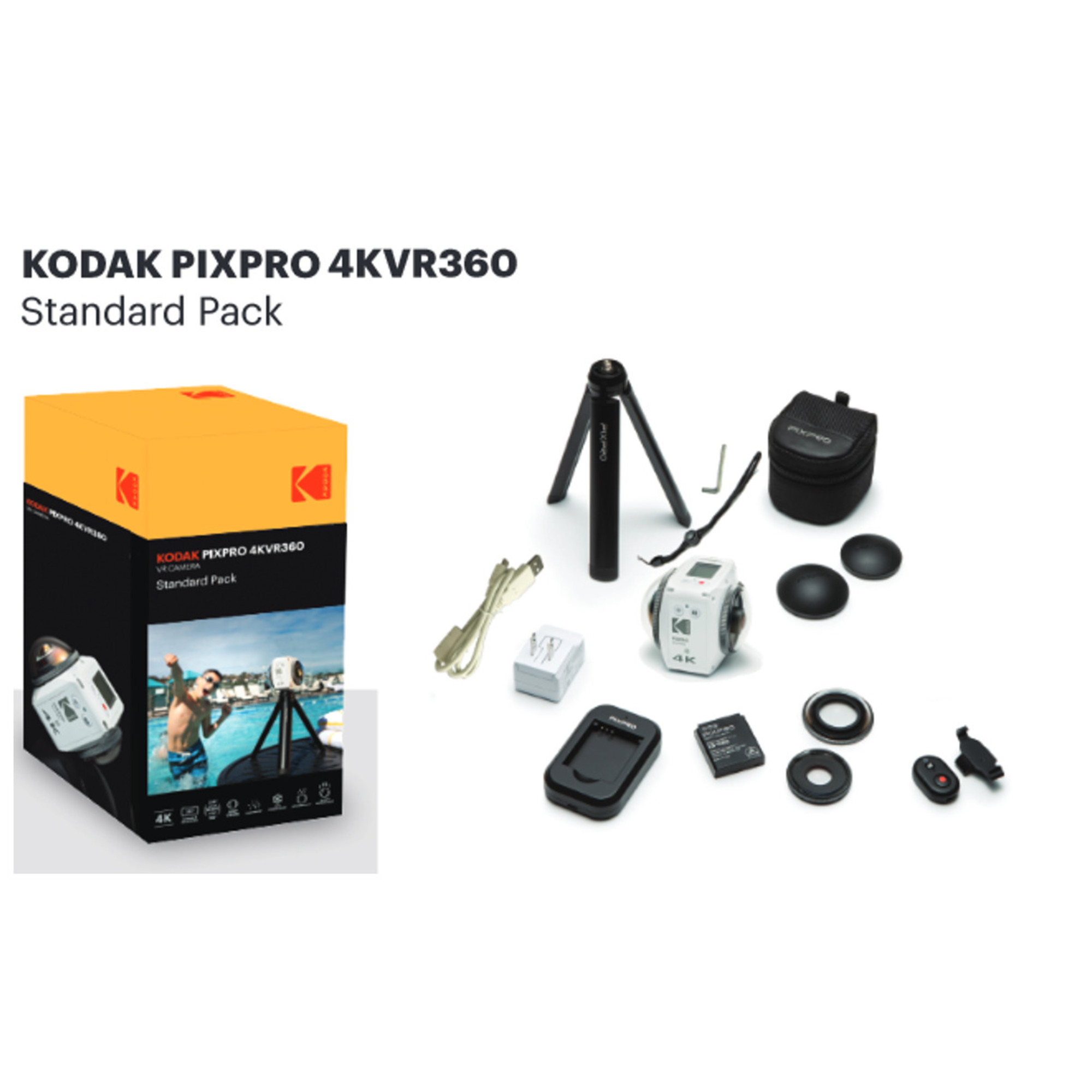 Kodak 4KVR360 caméra pour sports d'action 21,14 MP 4K Ultra HD CMOS 25,4 / 2,3 mm (1 / 2.3 ) Wifi 130 g - Neuf