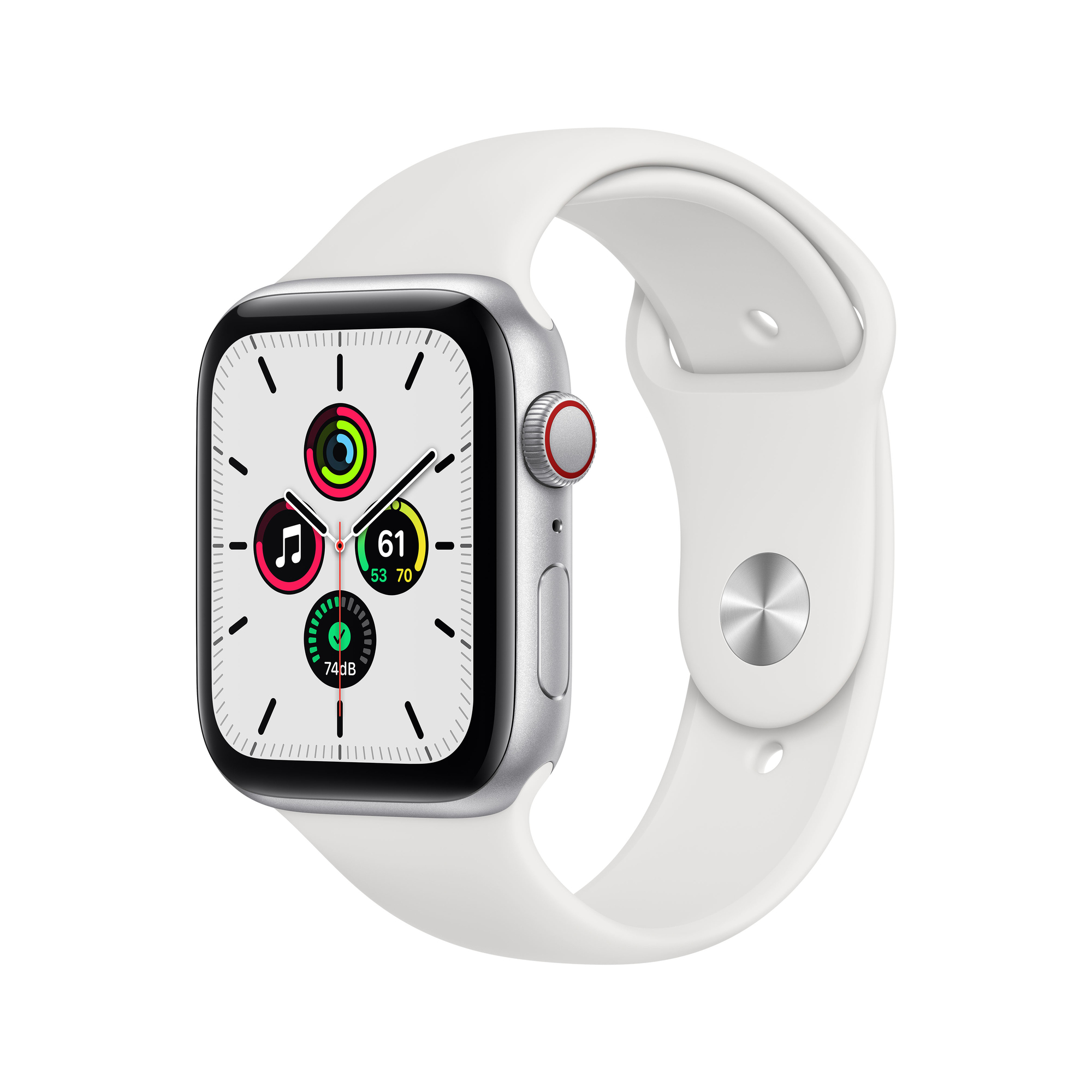Apple Watch SE OLED 44 mm Numérique 368 x 448 pixels Écran tactile 4G Argent Wifi GPS (satellite), blanc - Bon état