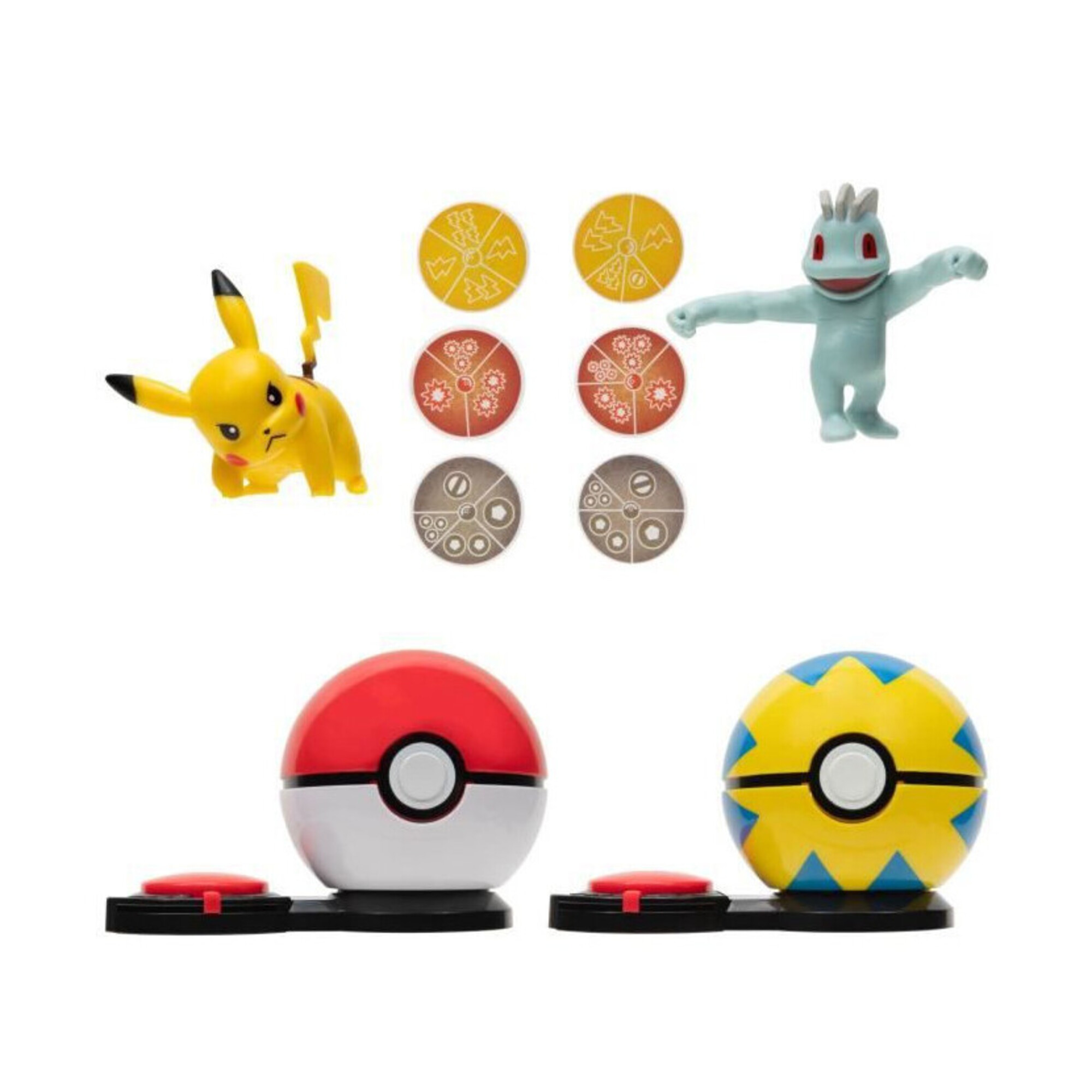 Poké Ball attaque surprise BANDAI - Pokémon - 2 Poké Balls avec leur Pokémon et 6 disques d'attaques - Neuf