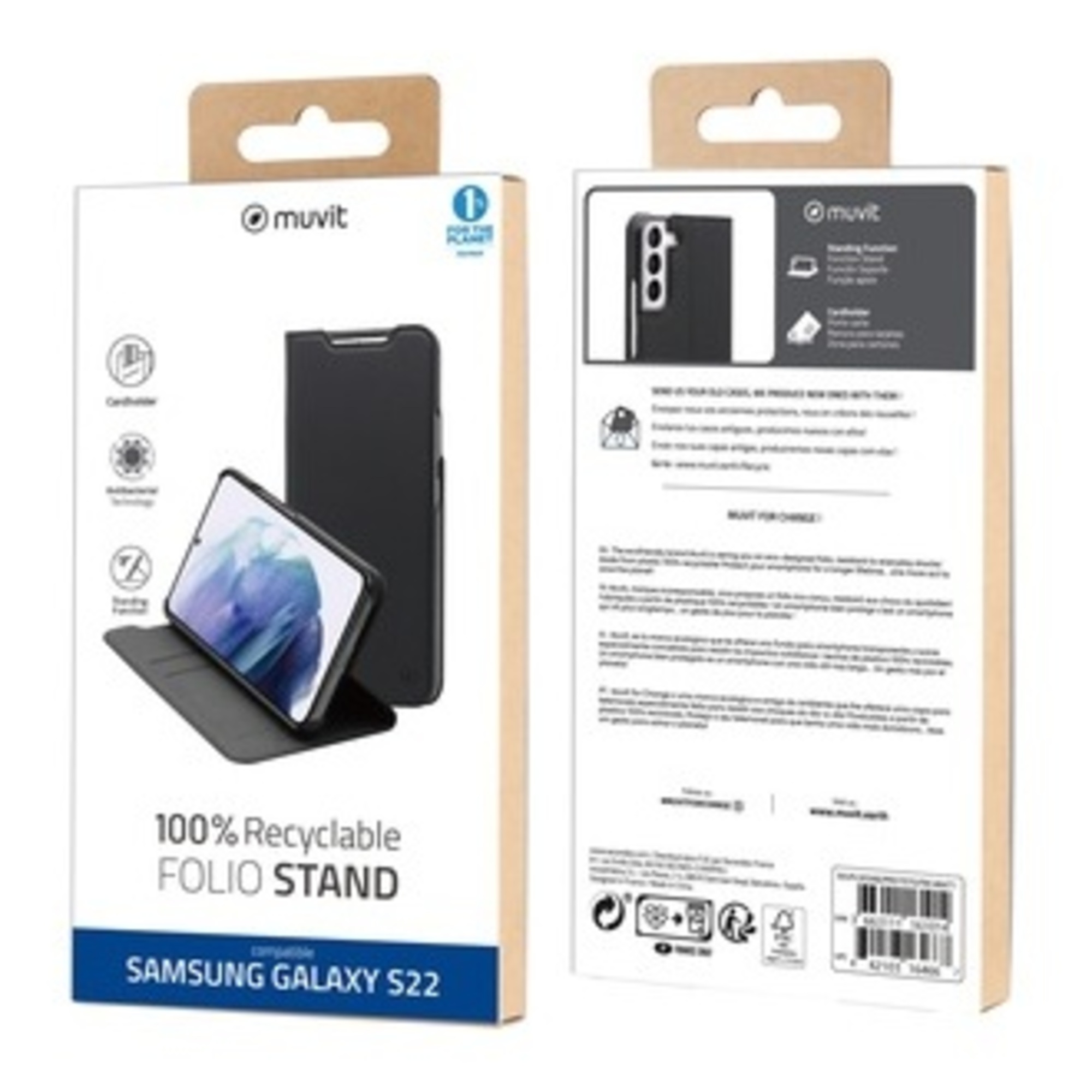 MUVIT  For Change Folio Stand Recycletek Samsung Galaxy S22 - Neuf