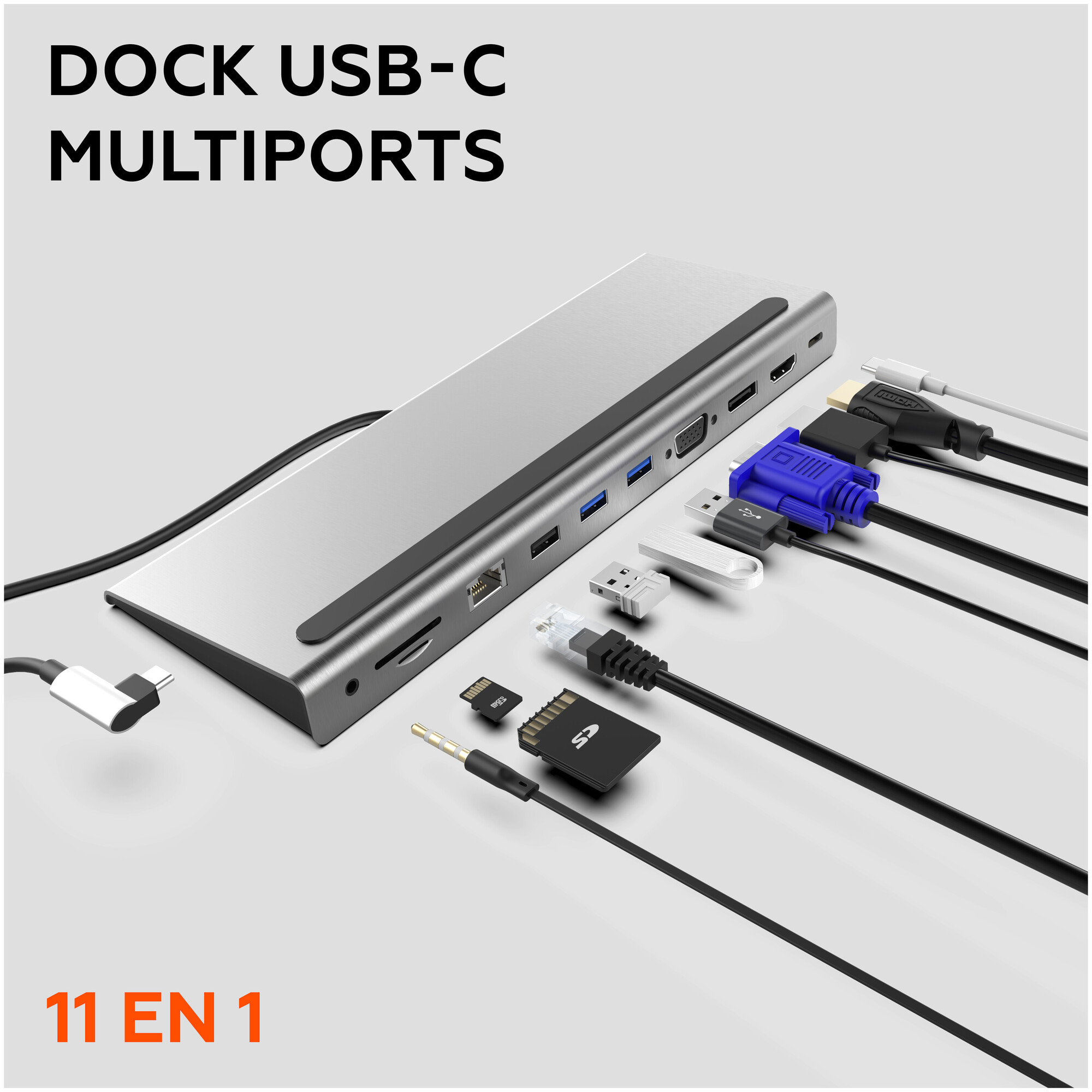 MOBILITY LAB - DOCK Adaptateur Multiports USB-C vers 11 en 1 - Neuf