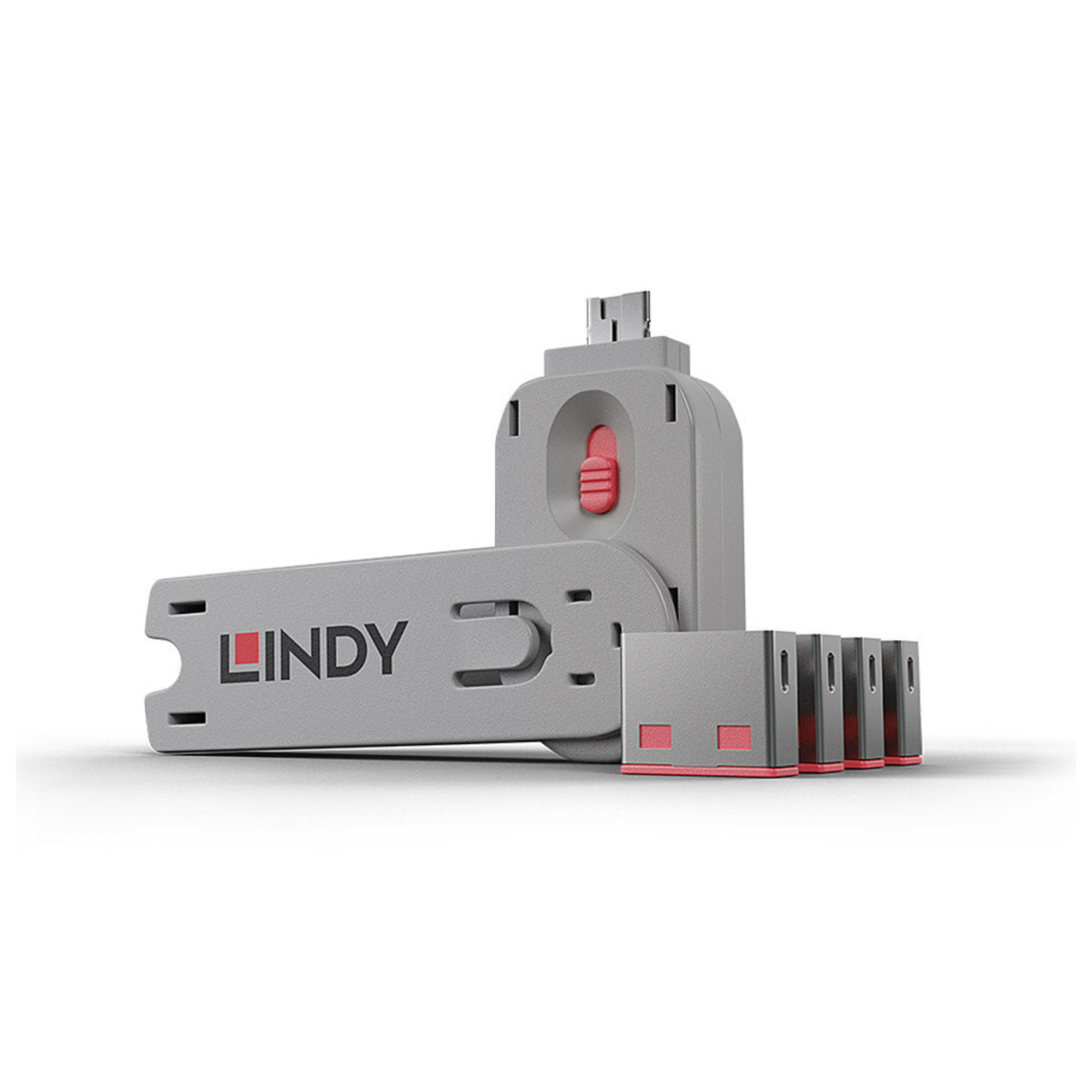 Lindy 40450 bloqueur de port Bloqueur de port + clé USB Type A Acrylonitrile Butadiène Styrène ABS 5 pièce Neuf