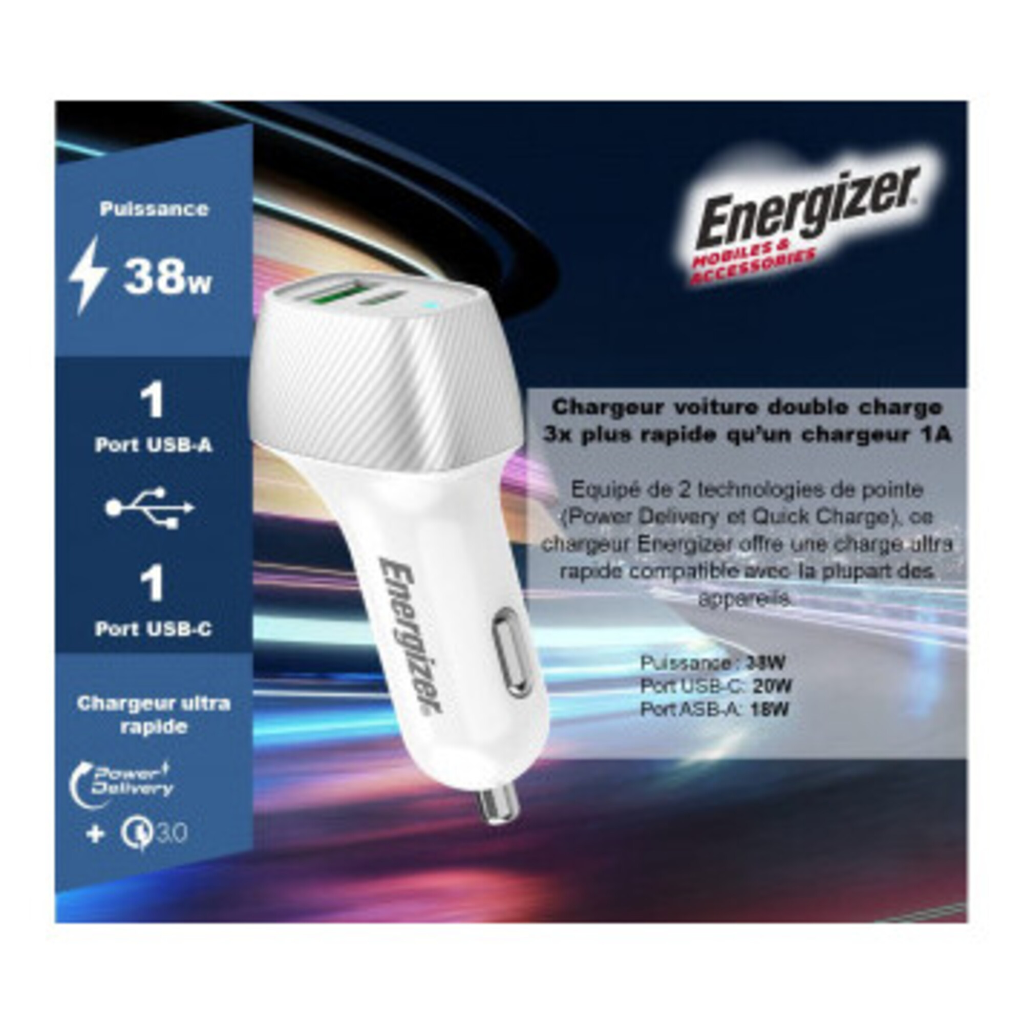 ENGZR CAR CHARGER PD QC3 WALNUT BUR Neuf - vue 3