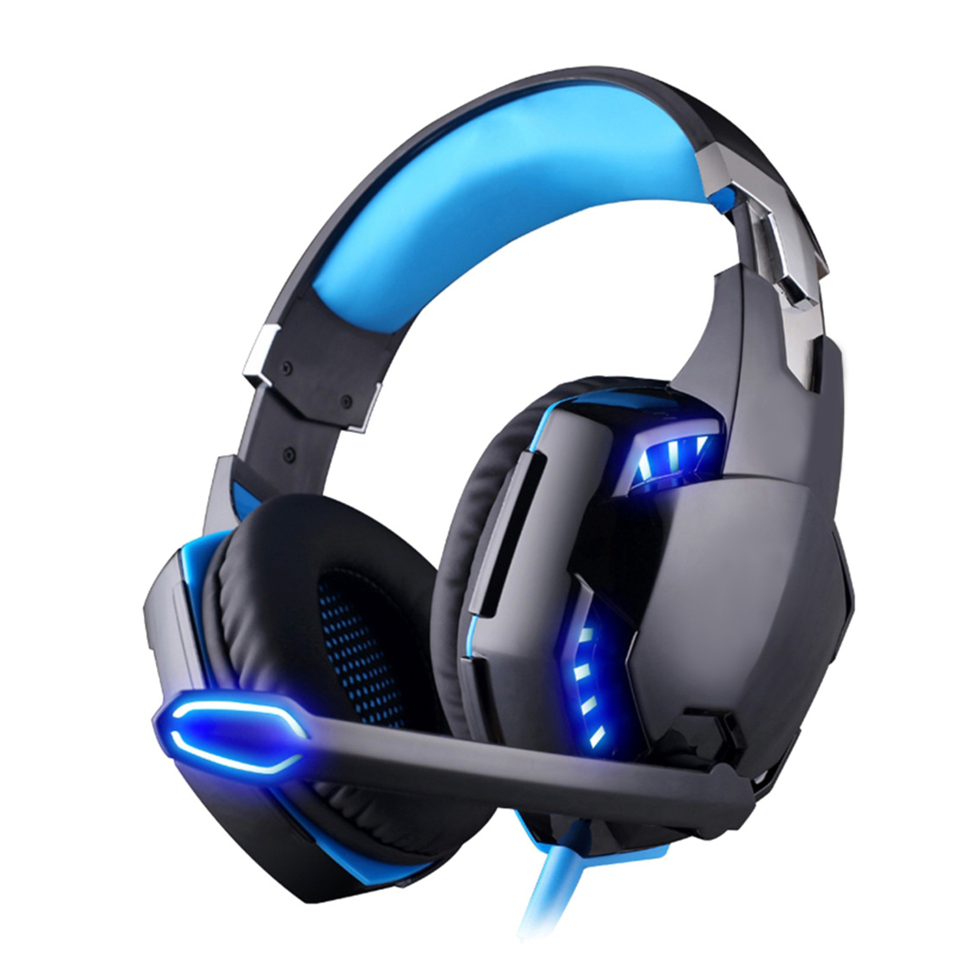 Casque Gaming USB Ordinateur 7.1 Surround LED Boutons de Contrôle Bleu YONIS - Neuf