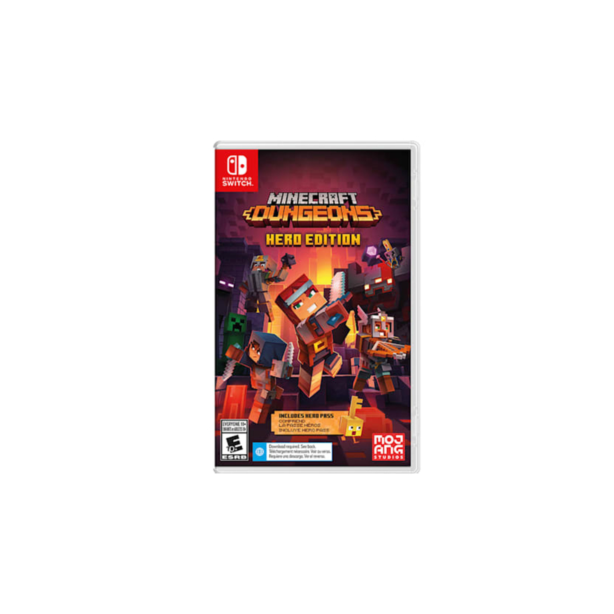 Nintendo Minecraft Dungeons Hero Edition Standard+DLC Chinois simplifié Chinois traditionnel Allemand Anglais Espagnol Français Italien Japonais Coréen Portugais Russe Nintendo Switch Neuf