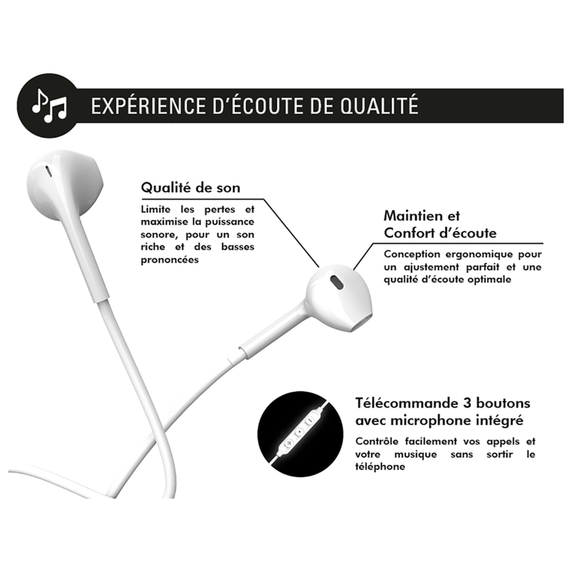 BIG BEN Force Play Casque Avec fil Ecouteurs Appels/Musique USB Type-C Blanc - Neuf